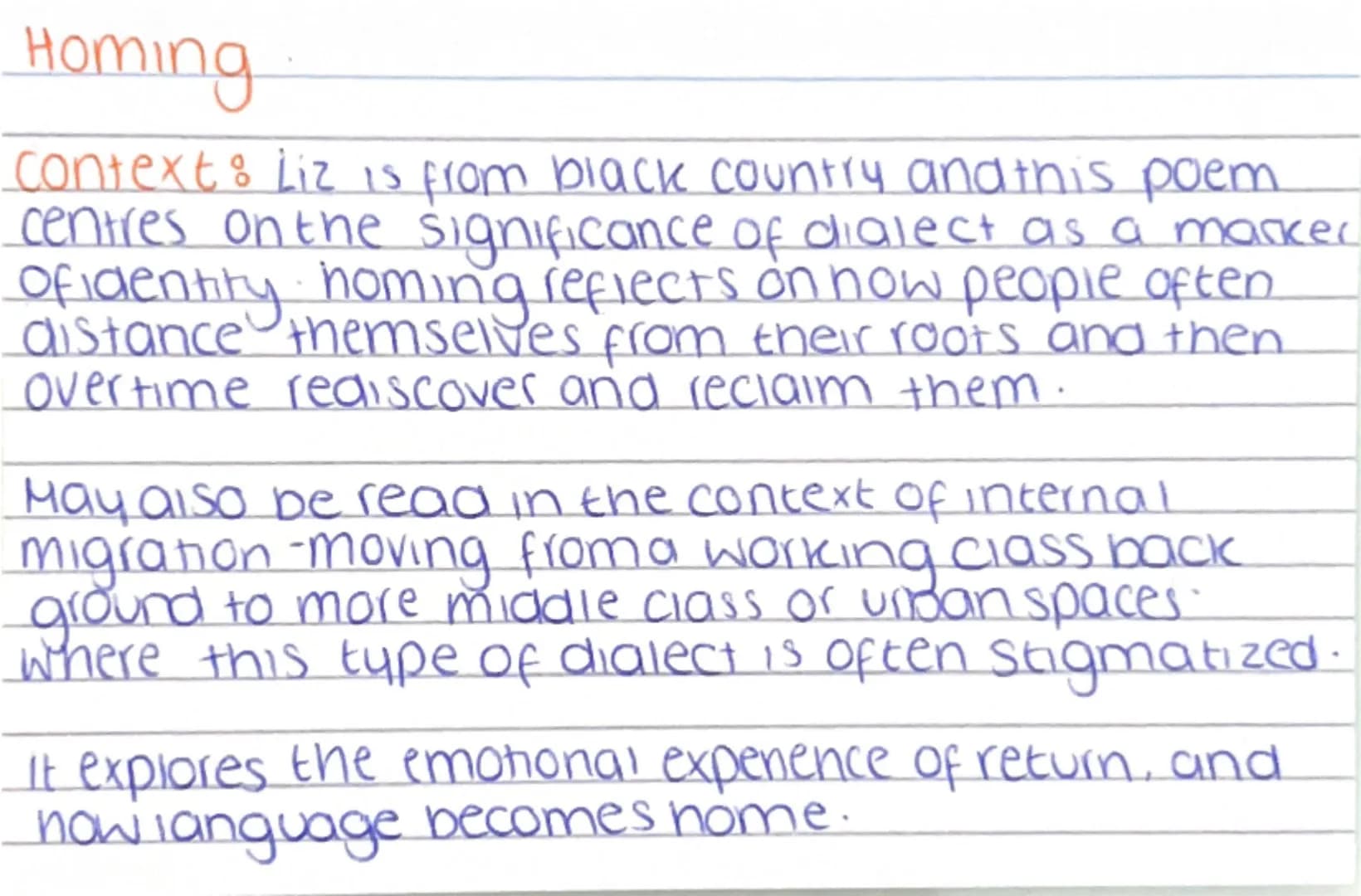 # POEM
BOOKLET
♡ WORLDS AND LIVES : English Paper 2 ♡ Homing
context: Liz is from black country andthis poem
centres on the significance o