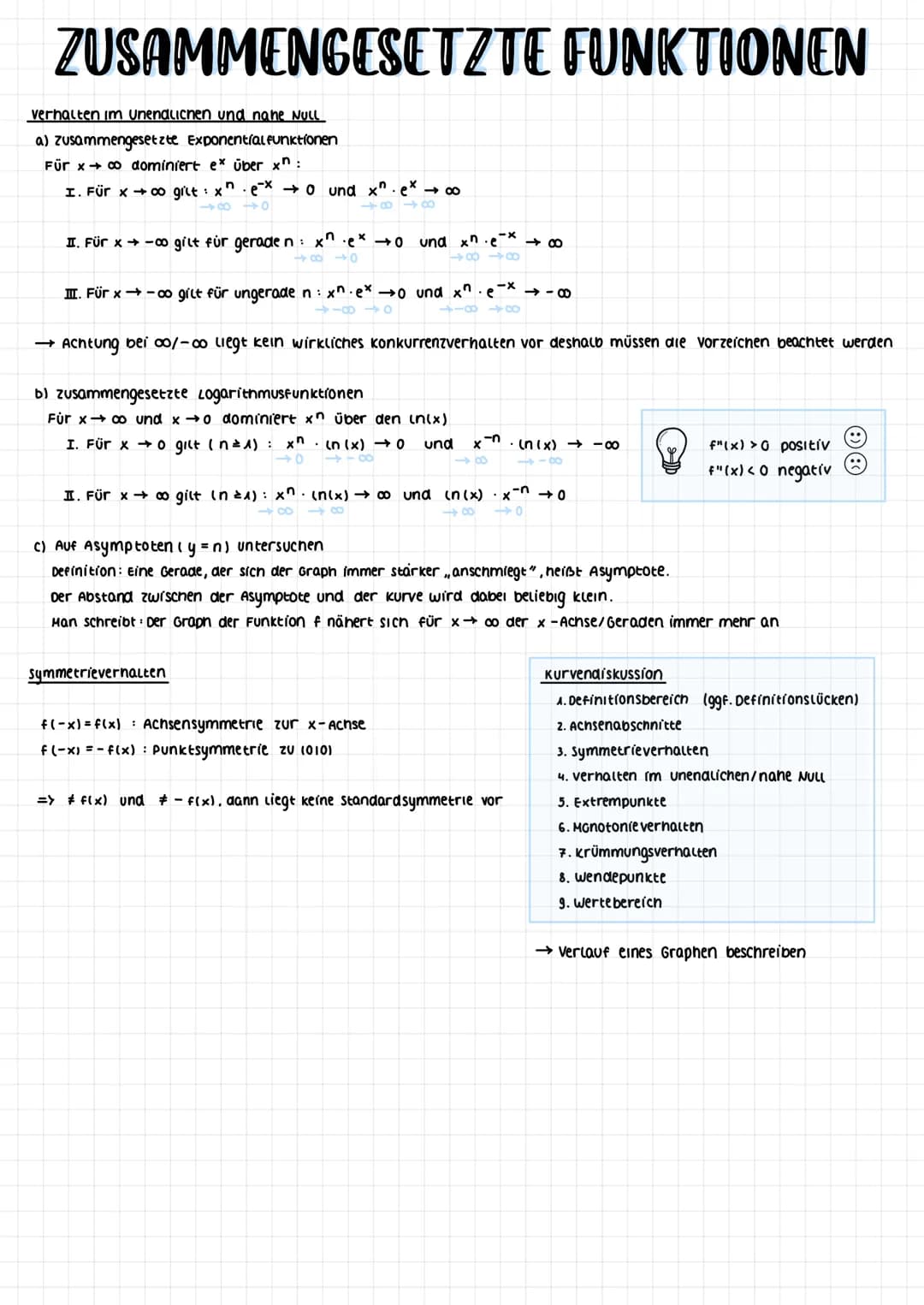 # MATHEKLAUSUR - EXPONENTIALFUNKTIONEN
Allgemein
Fine Funktion mit f(x) = c. a* (a>0; a ≠ 1) heißt Exponentialfunktion.
Eigenschaften:
*