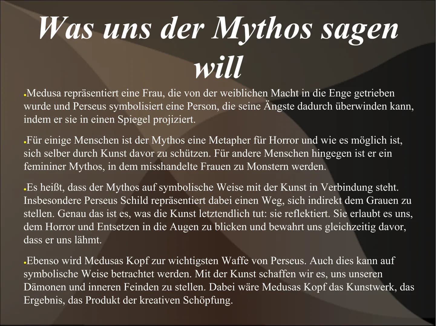 # Perseus und Medusa # Perseus
* Perseus ist der Sohn von Zeus und Danaë. Er gehört zu den
bekanntesten Helden der griechischen Mythologi