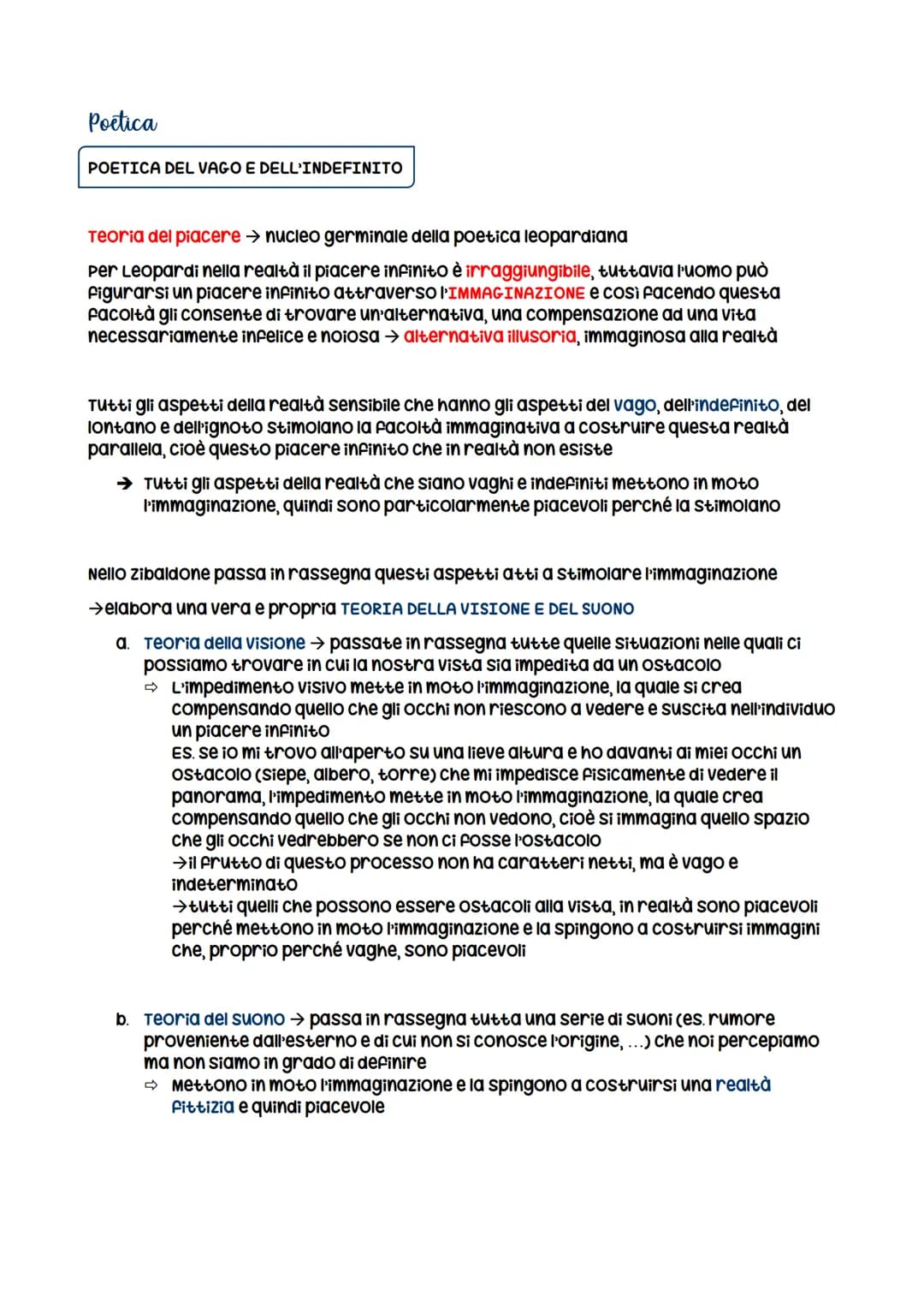 # Poetica
POETICA DEL VAGO E DELL'INDEFINITO
Teoria del piacere nucleo germinale della poetica leopardiana
Per Leopardi nella realtà il p