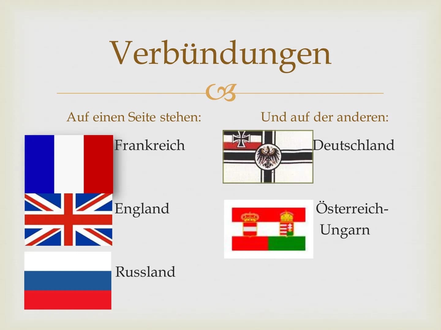 # 1. Weltkrieg Ablauf
OB
➤ Europa in 1900
➤ Verbündungen
➤ Wie alles begann...
➤ Gewinner/Verlierer
➤ Folgen
➤ Vor dem Krieg & nach dem Kri