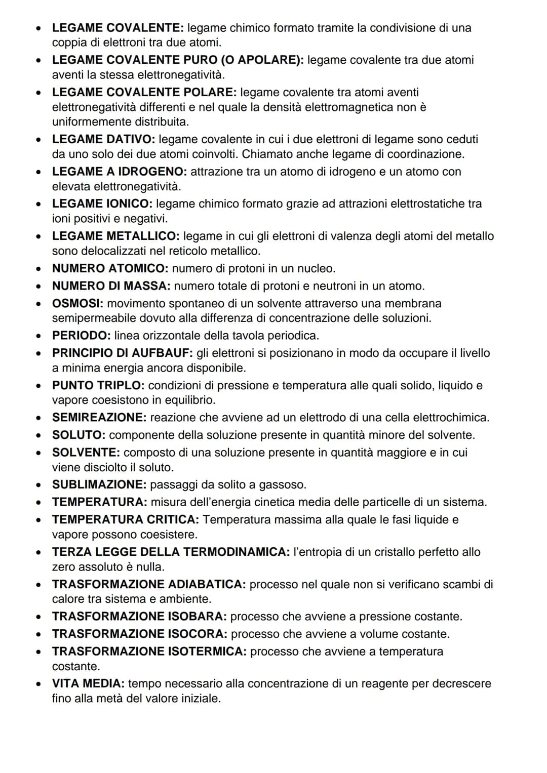 # Test Ammissione Ingegneria
# GLOSSARIO DI CHIMICA
- ACIDO: composto in grado di cedere ioni idrogeno e/o ricevere elettroni.
- ACIDO DI