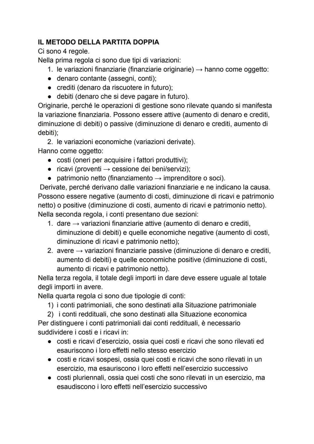 # IL METODO DELLA PARTITA DOPΡΙΑ
Ci sono 4 regole.
Nella prima regola ci sono due tipi di variazioni:
1. le variazioni finanziarie (finanzi