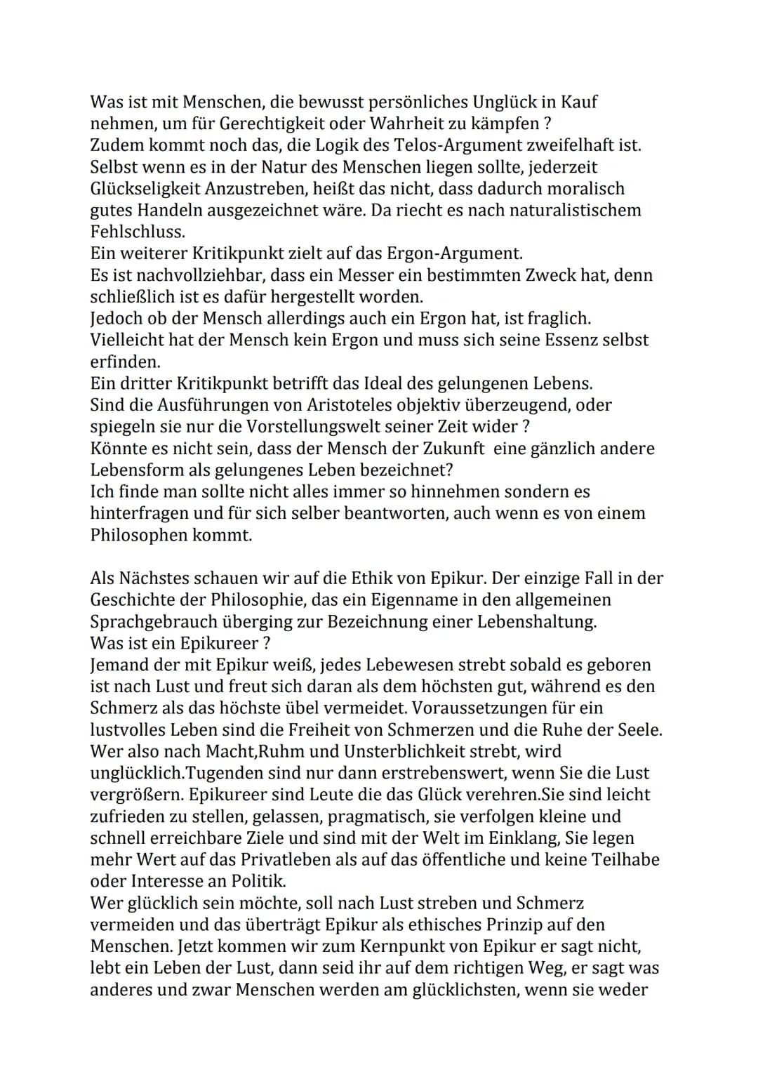 # Glücks und Strebens Ethik von Epikur und Aristoteles
Was ist Glückseligkeit und wie kommt man zu ihr?
Bevor ich auf zwei besondere Philos