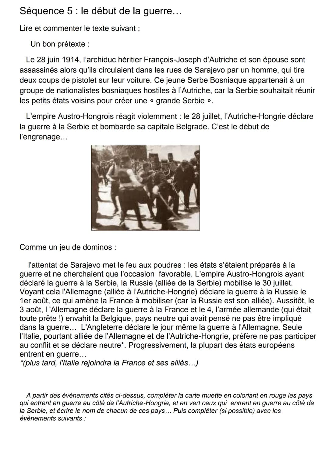 # La première guerre mondiale
La guerre de 1914-1918 a été le premier conflit généralisé, entraînant dans la guerre un nombre
important de