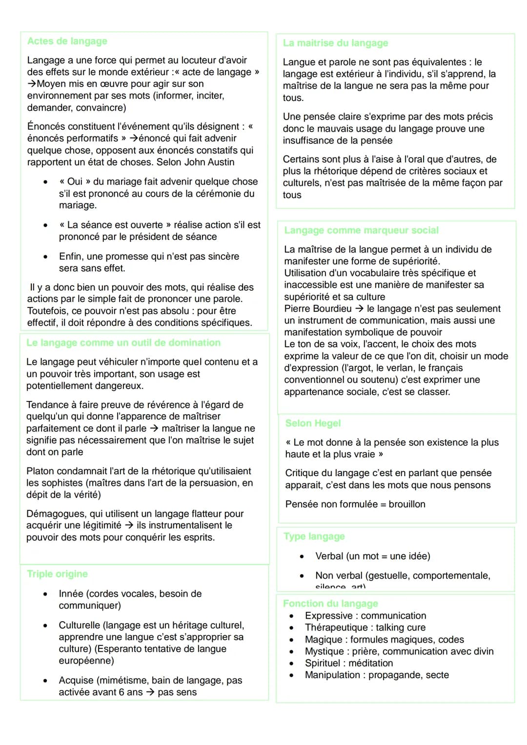 --- OCR Start ---
Etymologie
Vient du latin →
<< lingua >> langue,
parole, langage
Vient du grec →
<< logos >> discours +
Langage
Langage
Dé