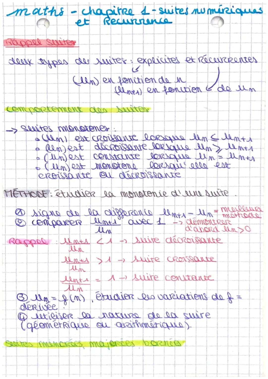 maths - chapitre 1-suites numériques
et Recurrence
Pappel suiter
deux types de ruiter: explicites et récurrentes
(Un) en fonction de n
(m