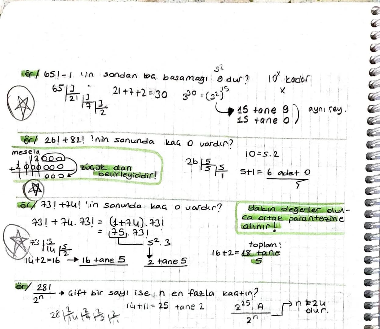 # faktoriyel: nent olmak üzere, n!= n. (n-1). (n-2)...3.2)
Seklinde hesaplanan çarpma islemine "n faktöriyel" denir ve
ile gösterilir..
- N