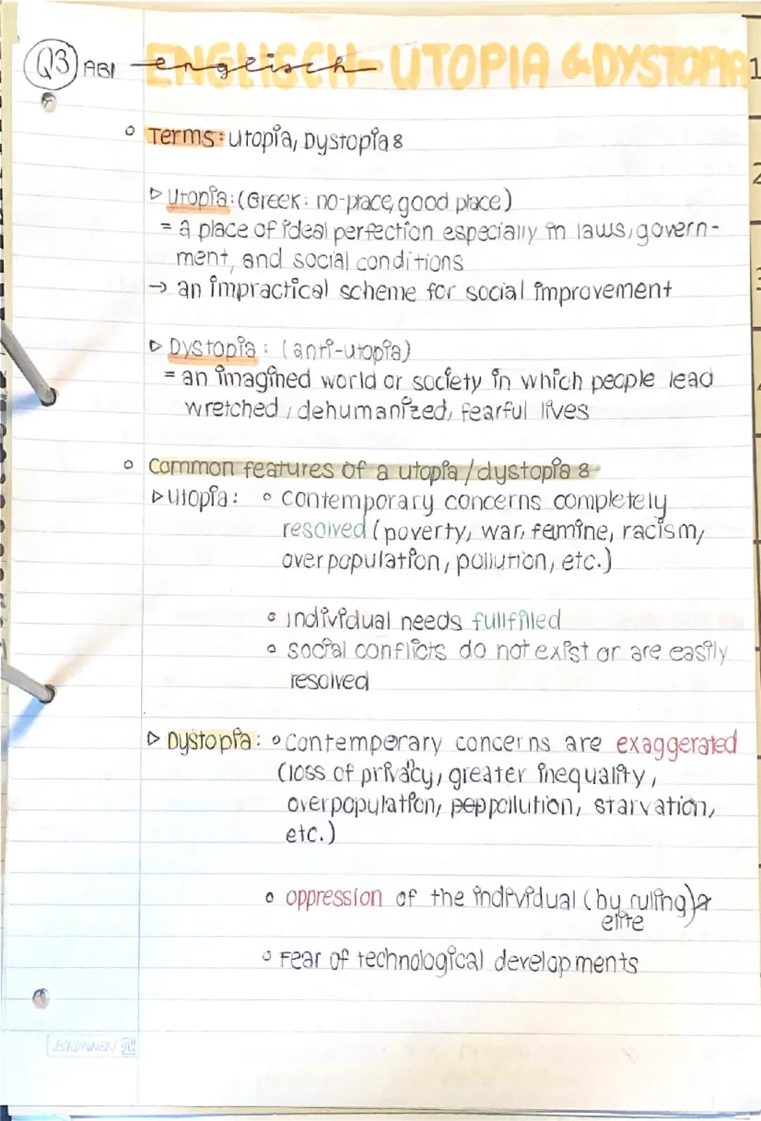⑬ ABI englisch-UTOPIA &DYSTOPIA
• Terms: utopia, Dystopia 8
►Utopia: (Greek: no-prace, good place)
= a place of ideal perfection especiall