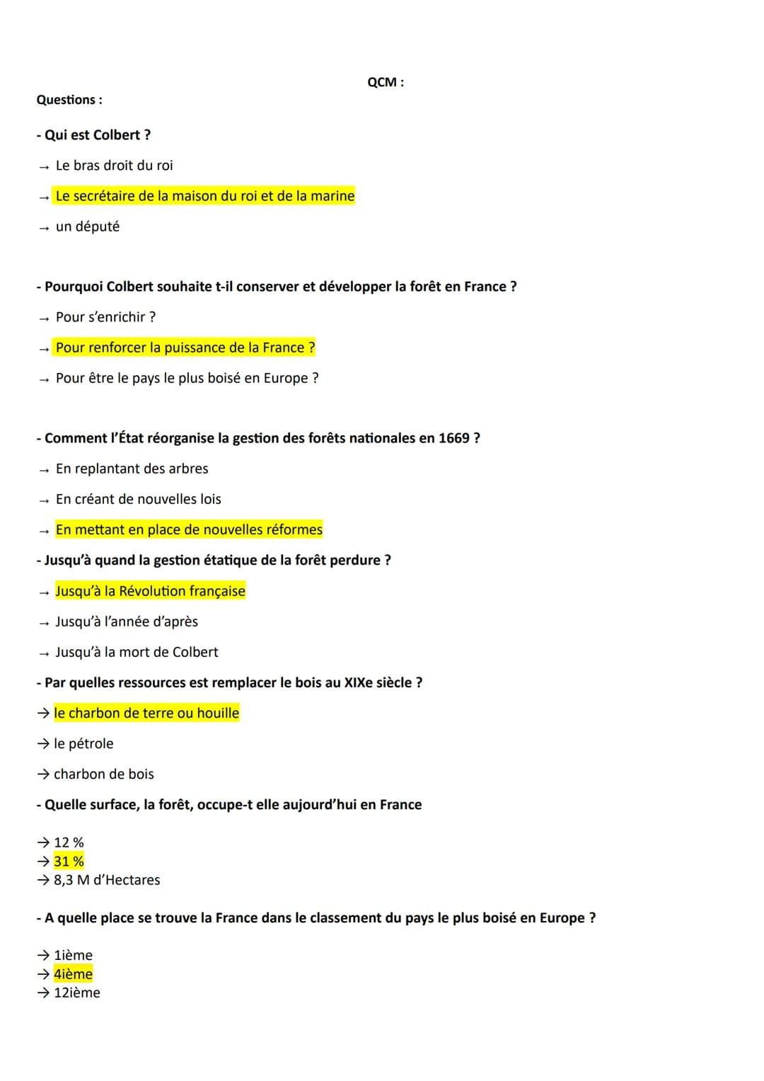 A) Exploiter et protéger une ressource << naturelle >> : la forêt français depuis Colbert:
- France: pays boisé forêt représente 31% du ter