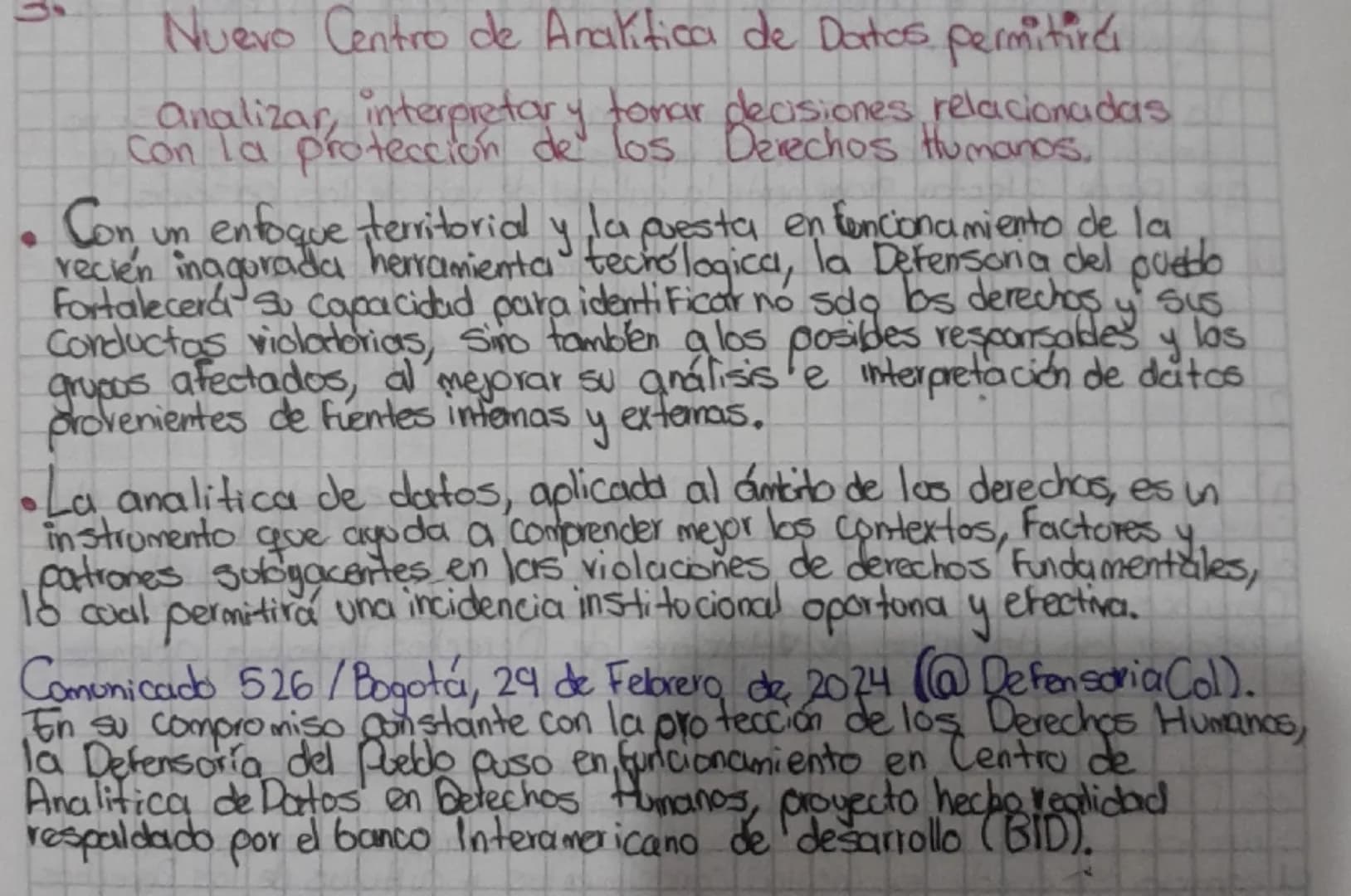 # Nuevo Centro de Analítica de Datos permitirá
analizar, interpretary tomar decisiones relacionadas
Con la protección de los Derechos Human