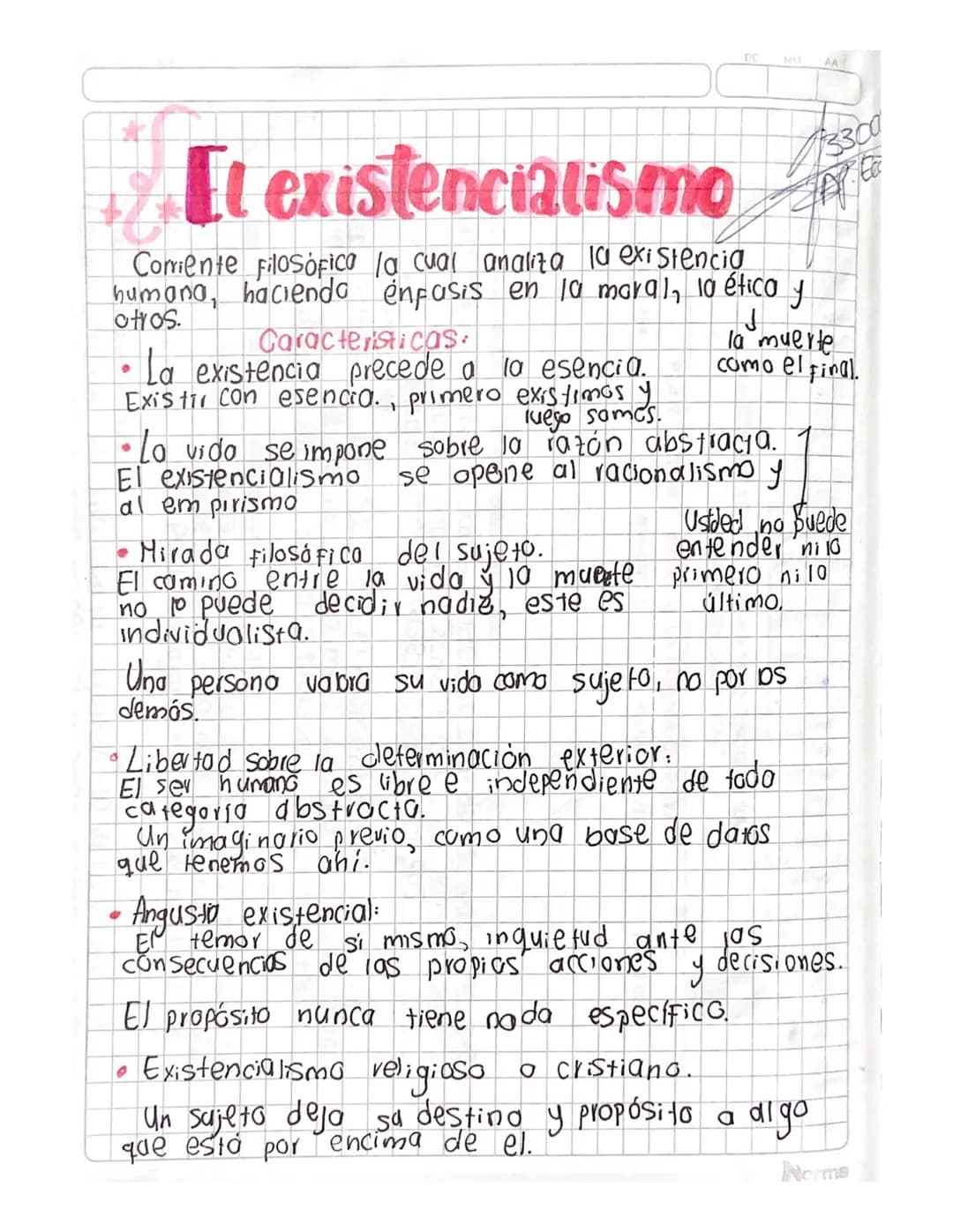 # El existencialismo
Corriente filosófica la cual analiza la existencia
humana, hacienda énfasis en la maral, la ética y
otros.
## Caracte