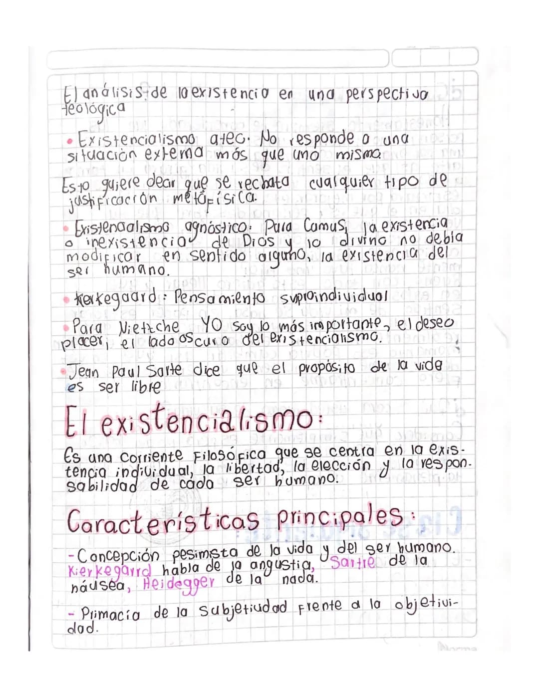 # El existencialismo
Corriente filosófica la cual analiza la existencia
humana, hacienda énfasis en la maral, la ética y
otros.
## Caracte
