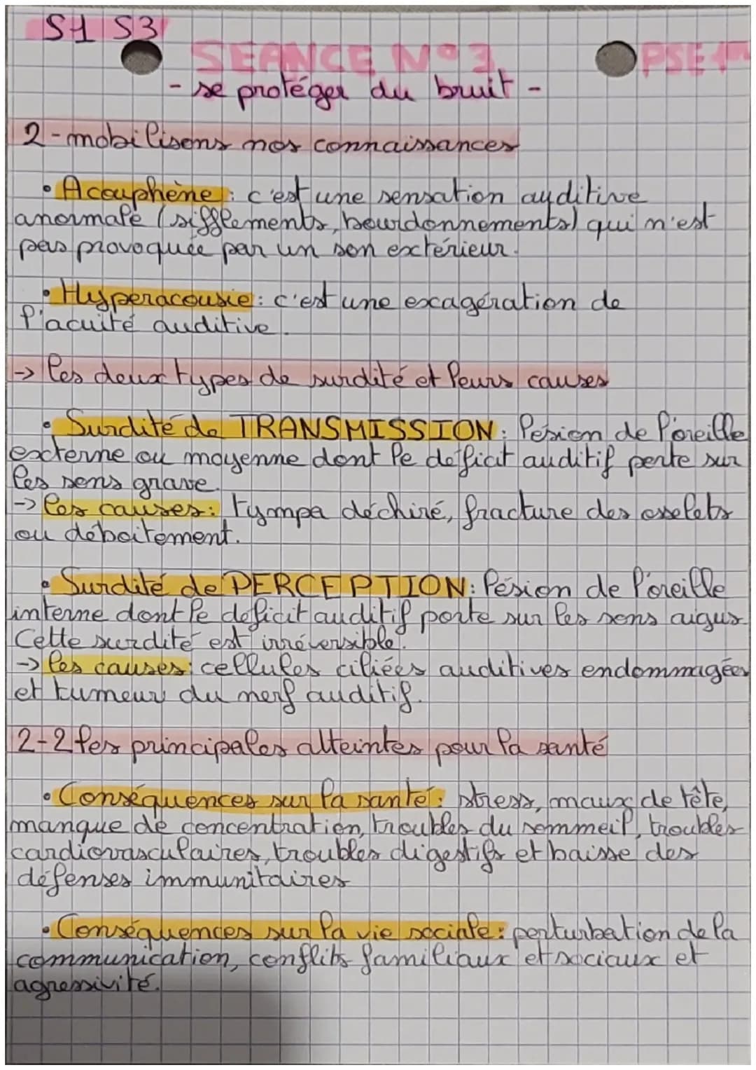 S4 S3
SEANCE N°3
- se protéger du bruit -
OPSEL
2-mobi lisens nos connaissances
• Acouphène: c'est une sensation auditive
anormale (sifflem