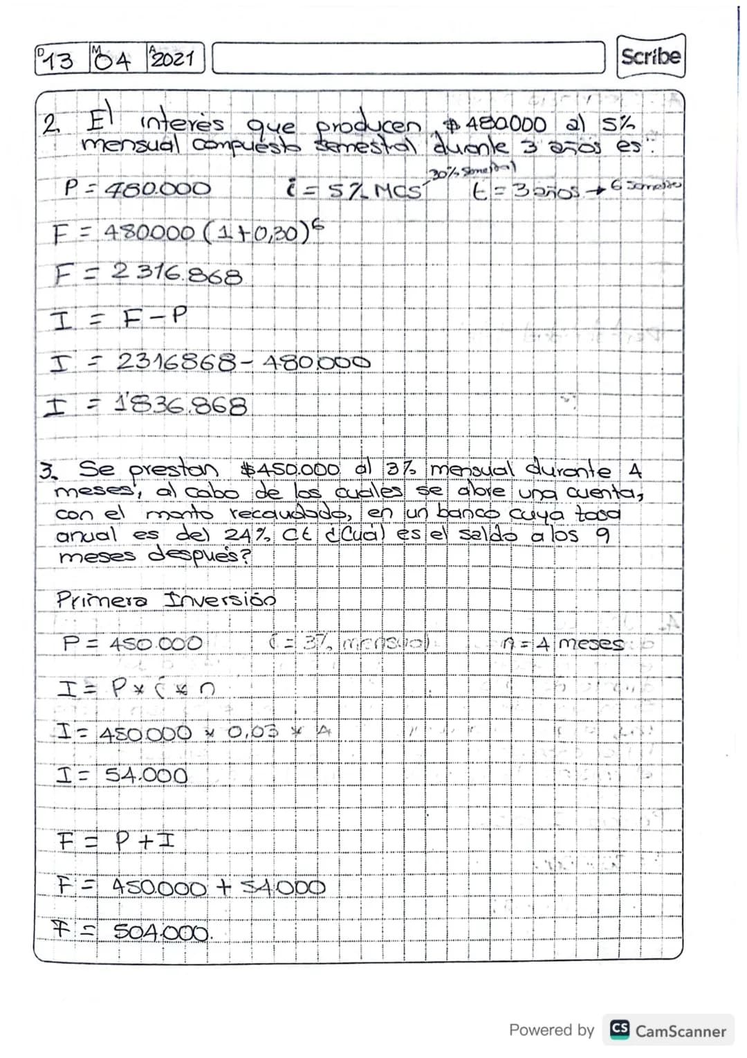 # EJERCICIOS
1. Hace 15 meses se abrió una cuenta en un
banco con $355.000. Si el saldo es
$630.000, ¿Cuál es la tasa anual del banco?
P=3
