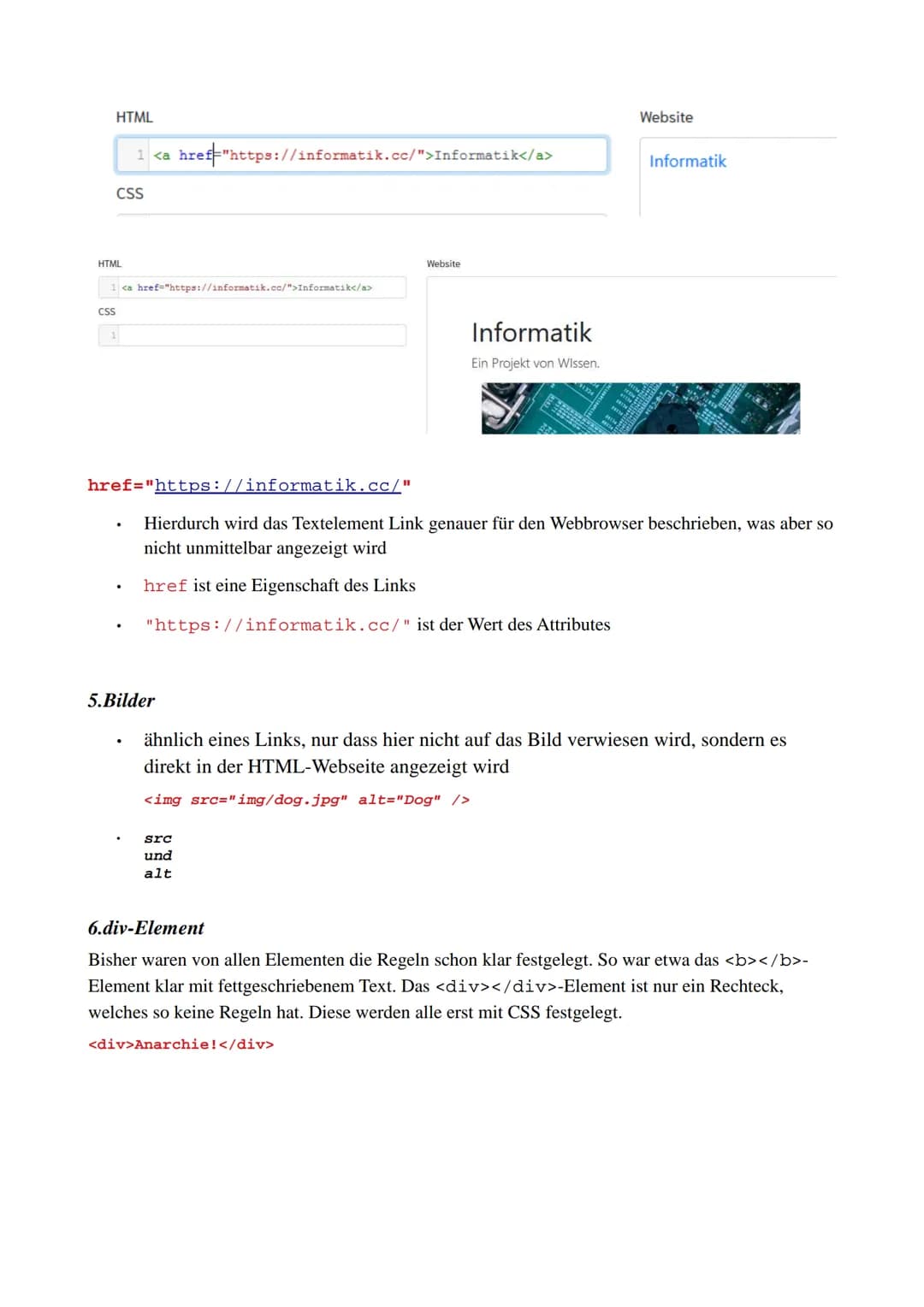 # HTML und CSS
1. Definition HTML - Hypertext Markup Language
Hyptertext ist ein Text, der mit einer netzartigen Struktur von Objekten Inf