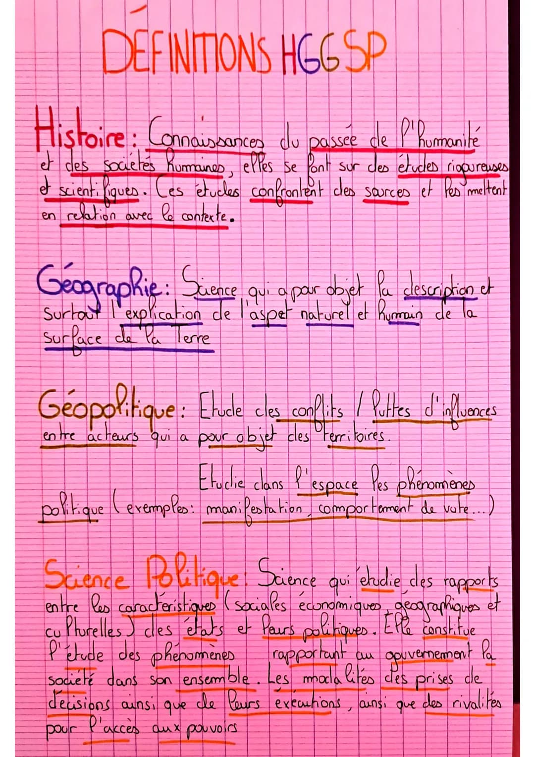# DEFINITIONS HGG SP
Histoire: Connaissances du passée de P'humanité
et des sociétés Kurmaines,
Pont sur des études riopureuses
Kurmaines,