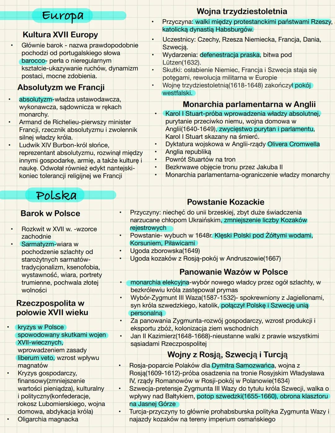 # Europa
Kultura XVII Europy
- Głównie barok - nazwa prawdopodobnie
pochodzi od portugalskiego słowa
barocco- perła o nieregularnym
kształc