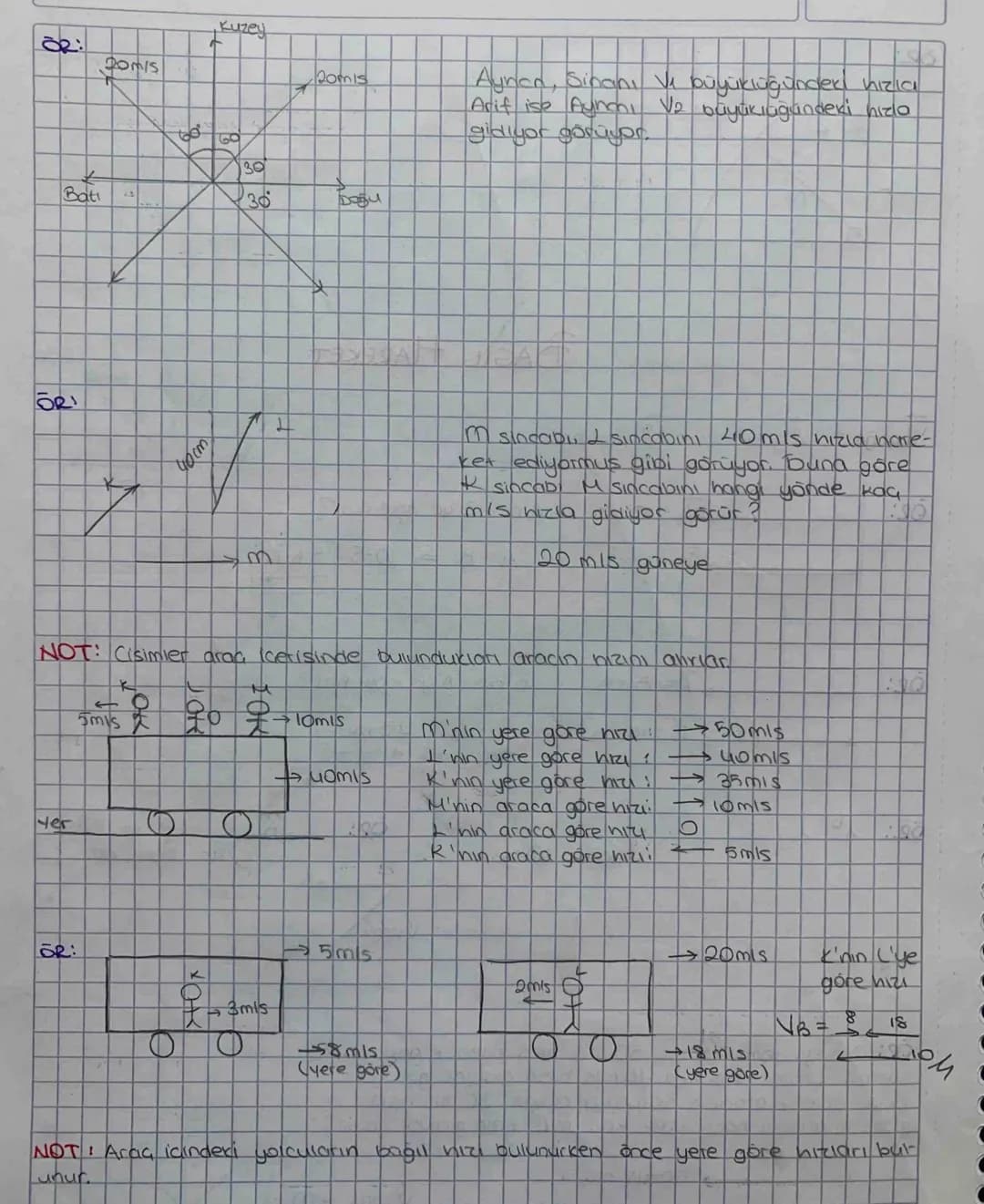 # BAGIL HAREKET
✓ Bağil = gözlenen - gözlemá
OR:
A= 10mis
→B=5m/s
A'nın B'ye göre hizi?
A-B 10-5=5 mis
OR:
A= 15 mis
= 10 mis
B'ni