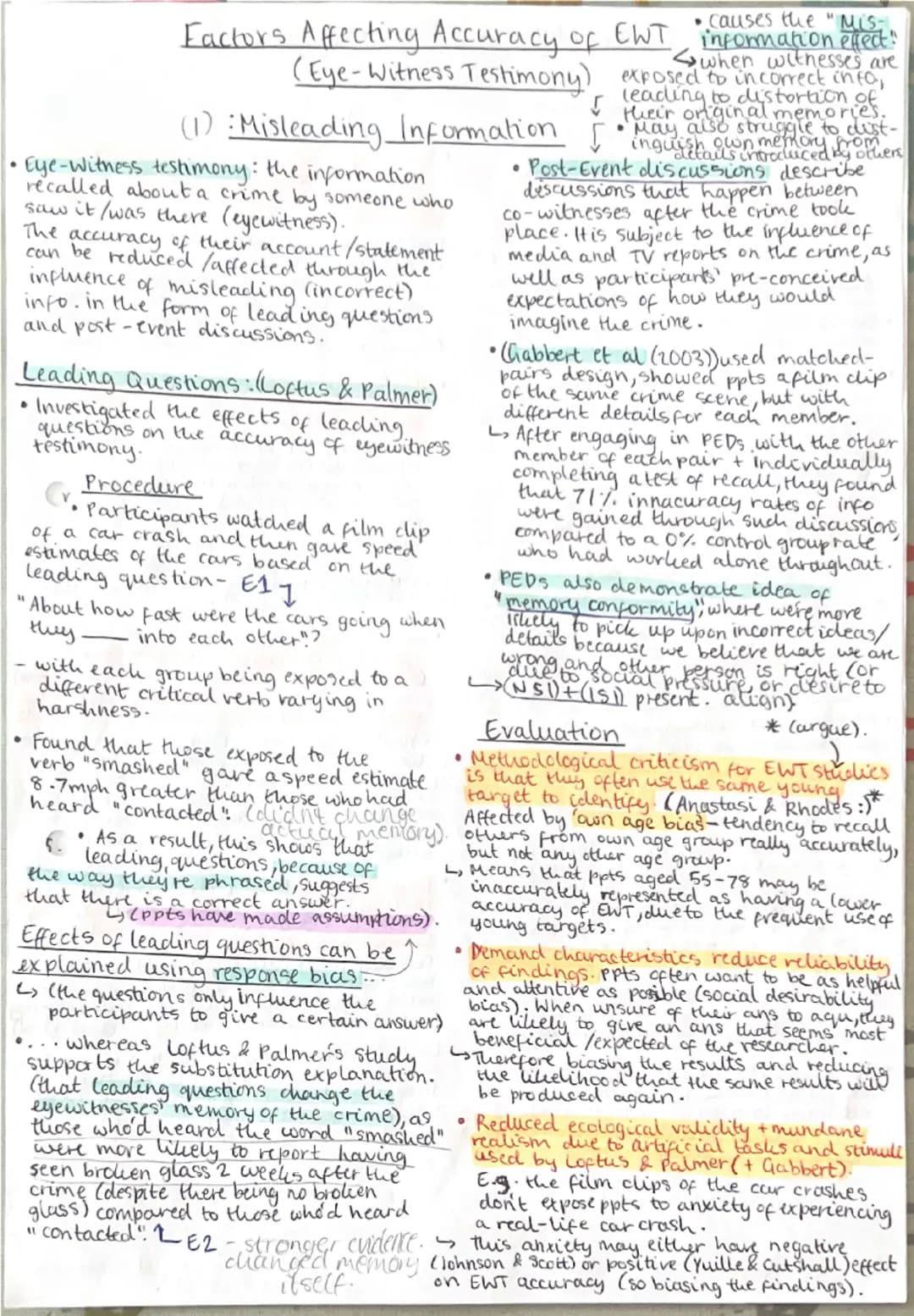 Memory
Coding, Capacity and Duration of Memory
•Coding: type of information stored in each memory store.
↳ short-term memory is accustic (so
