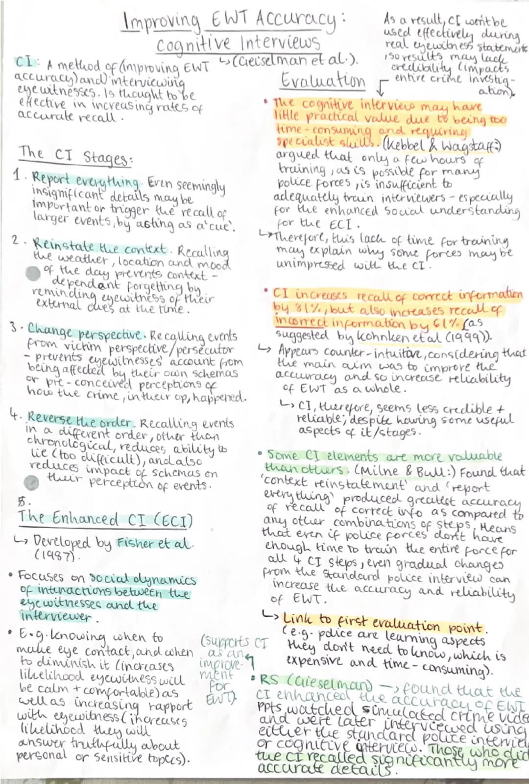 Memory
Coding, Capacity and Duration of Memory
•Coding: type of information stored in each memory store.
↳ short-term memory is accustic (so