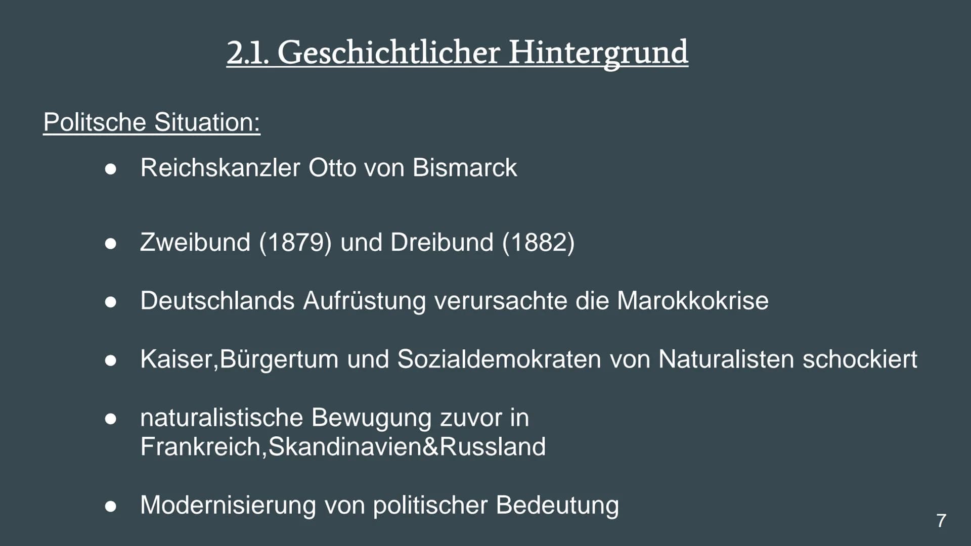 # Literaturepoche:
# Naturalismus
...
Eine Präsentation von Emiy Günther
Deutsch
Frau Wittmer
10b
1 # Gliederung
1. Allgemeines zur Epoc