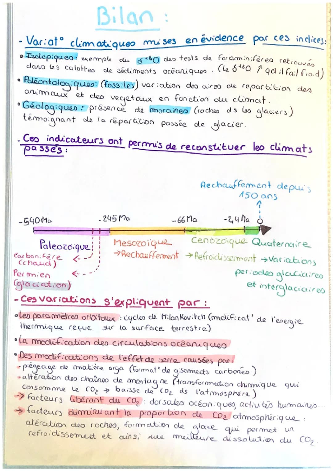 CH 13 : RECONSTITUER ET COMPRENDRE
• LES VARIATIONS CLIMATIQUES
PASSÉES
1. Les variations climatiques du Quaternaire
→ le quaternaire a sa