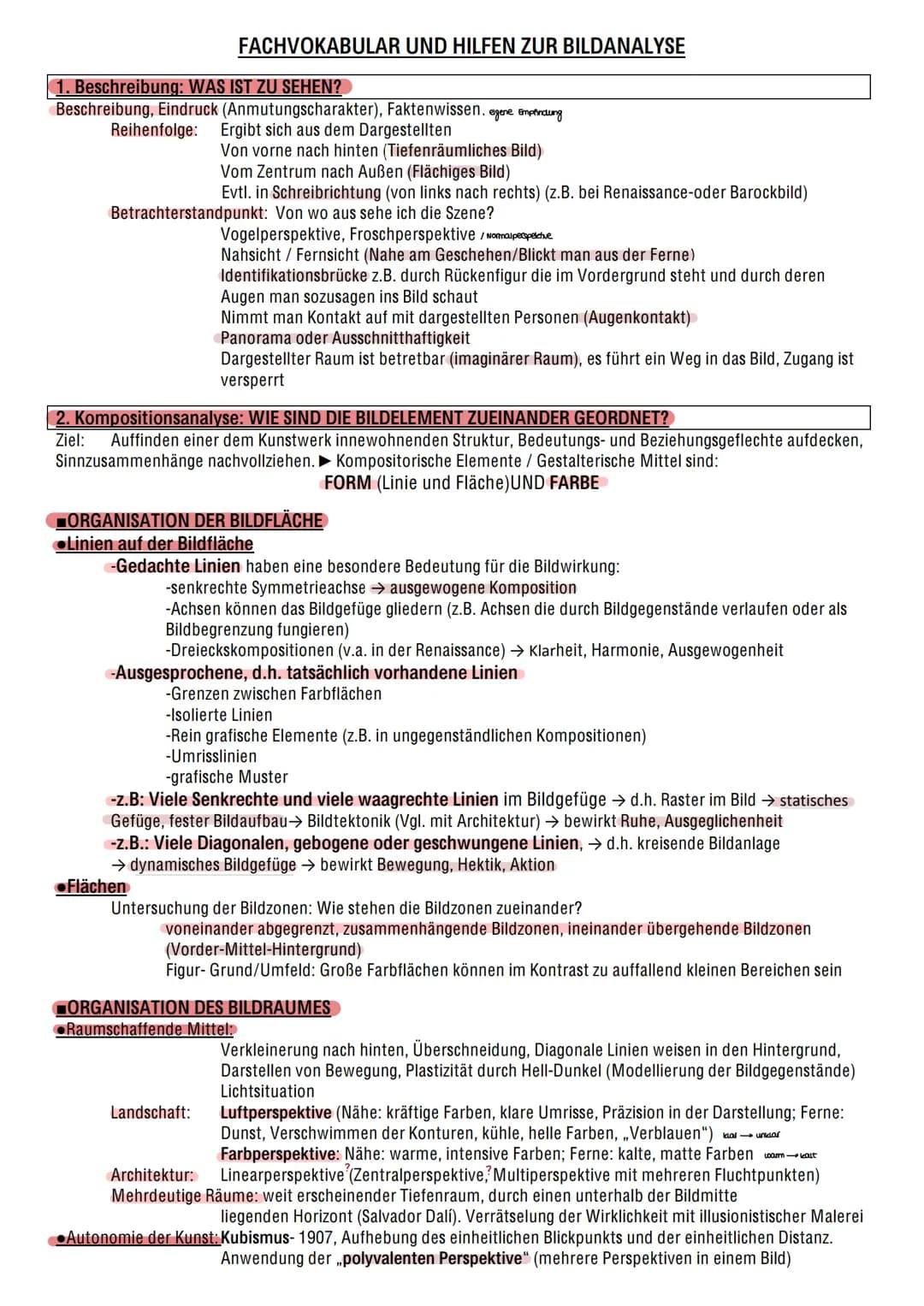 FACHVOKABULAR UND HILFEN ZUR BILDANALYSE
1. Beschreibung: WAS IST ZU SEHEN?
Beschreibung, Eindruck (Anmutungscharakter), Faktenwissen. age