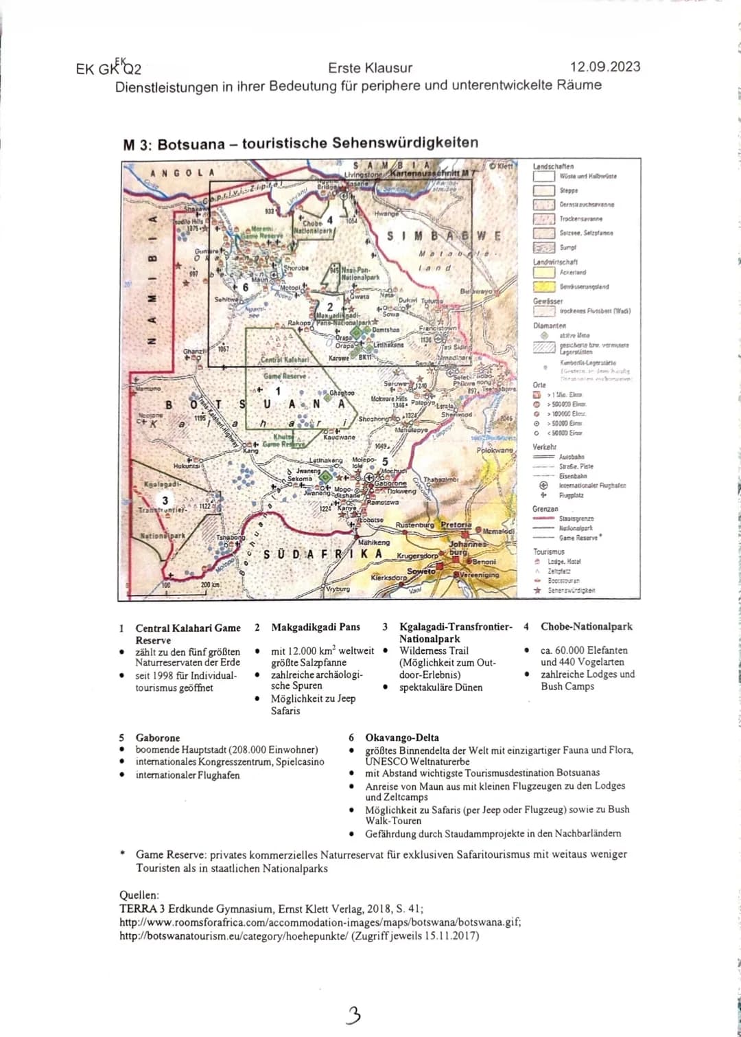 EK GKQ2
Erste Klausur
12.09.2023
Dienstleistungen in ihrer Bedeutung für periphere und unterentwickelte Räume
Thema: Strategien touristisch