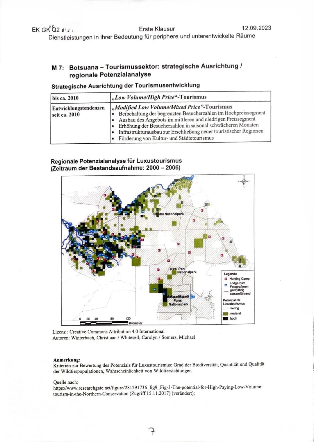 EK GKQ2
Erste Klausur
12.09.2023
Dienstleistungen in ihrer Bedeutung für periphere und unterentwickelte Räume
Thema: Strategien touristisch