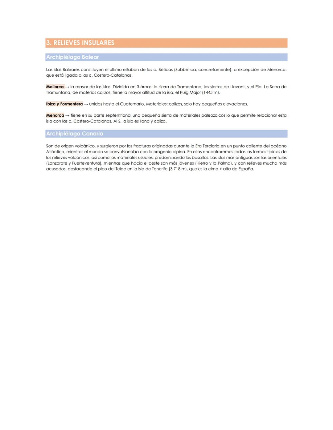 # TEMA 2. EL RELIEVE
1. INTRODUCCIÓN
El relieve de España es complejo, podemos encontrar cordilleras, mesetas, depresiones y formaciones v
