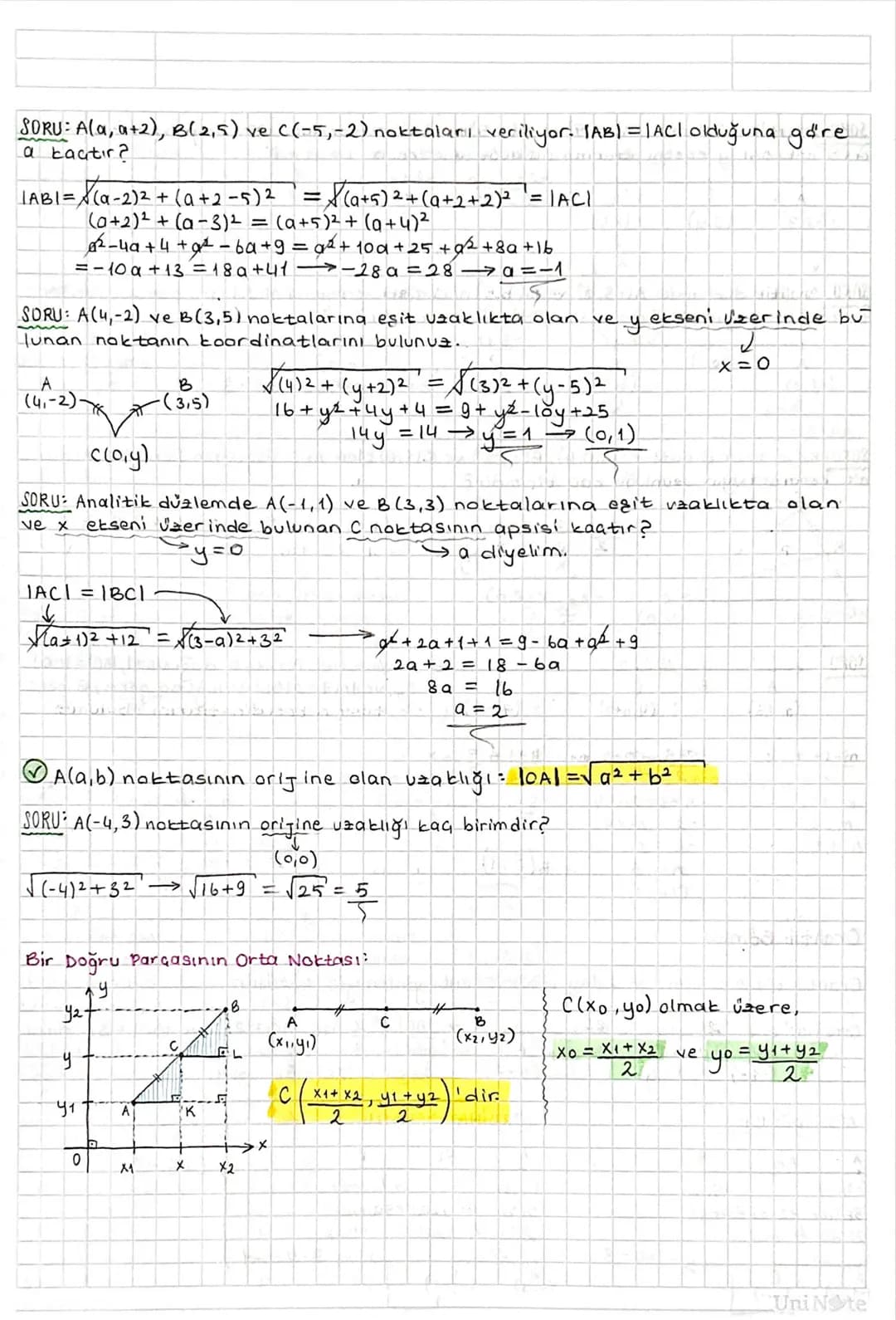 # ANALİTİK GEOMETRI:
Dik Koordinat Sistemi:
Başlangıç noktasında (sıfır) dik kesişen iki reel sayı doğrusunun oluşturduğu siste
me "dik koo