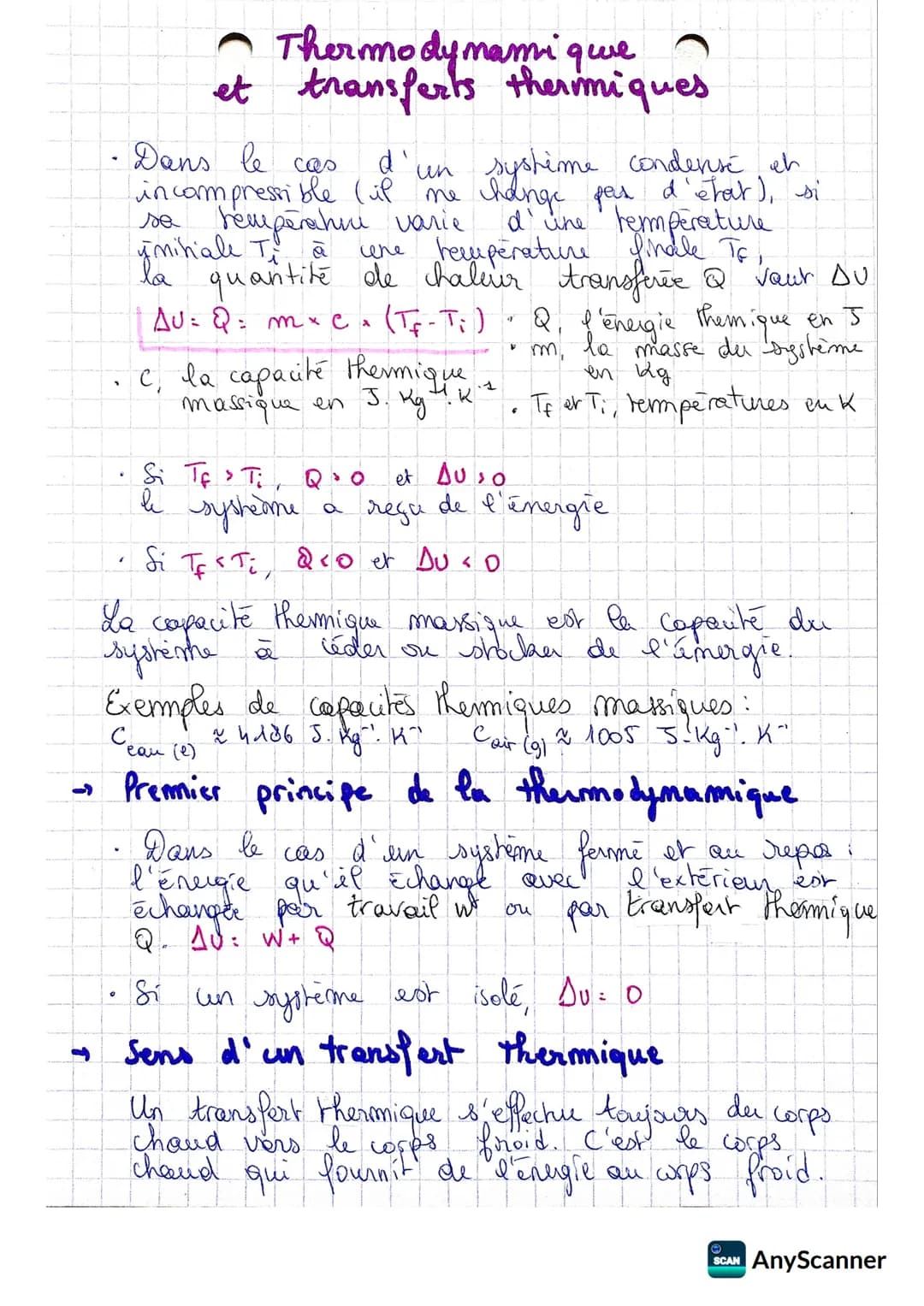 # Thermodynamique
et transferts thermiques
- état d'un système thermodynamique
On retilise plusieurs grandeurs pour
décrire l'état d'un s