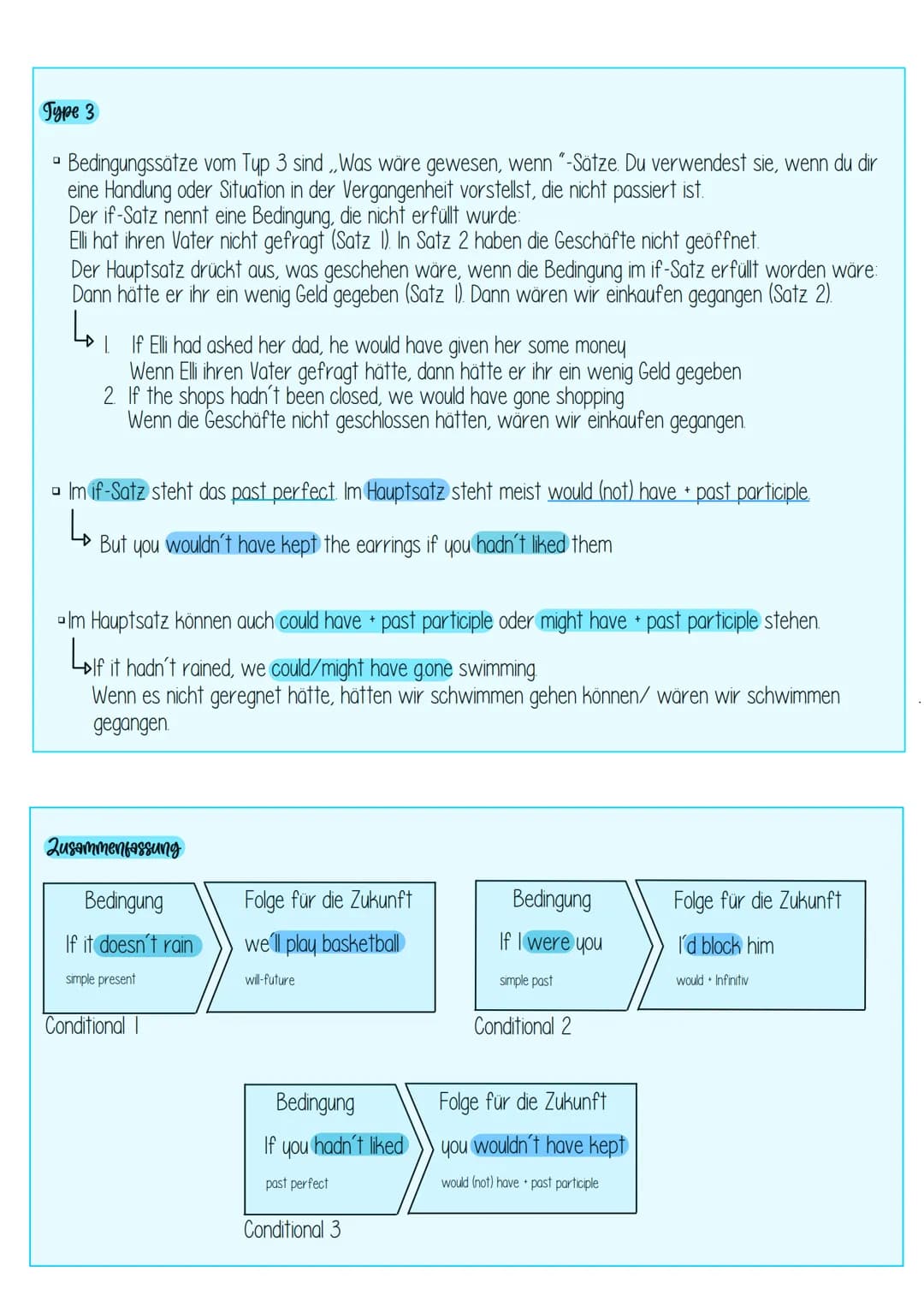 # Conditional sentences
Type 1
* Bedingungssätze vom Typ I sind Was ist, wenn " -Satze
* Sie beschreiben, was unter bestimmten Bedingu