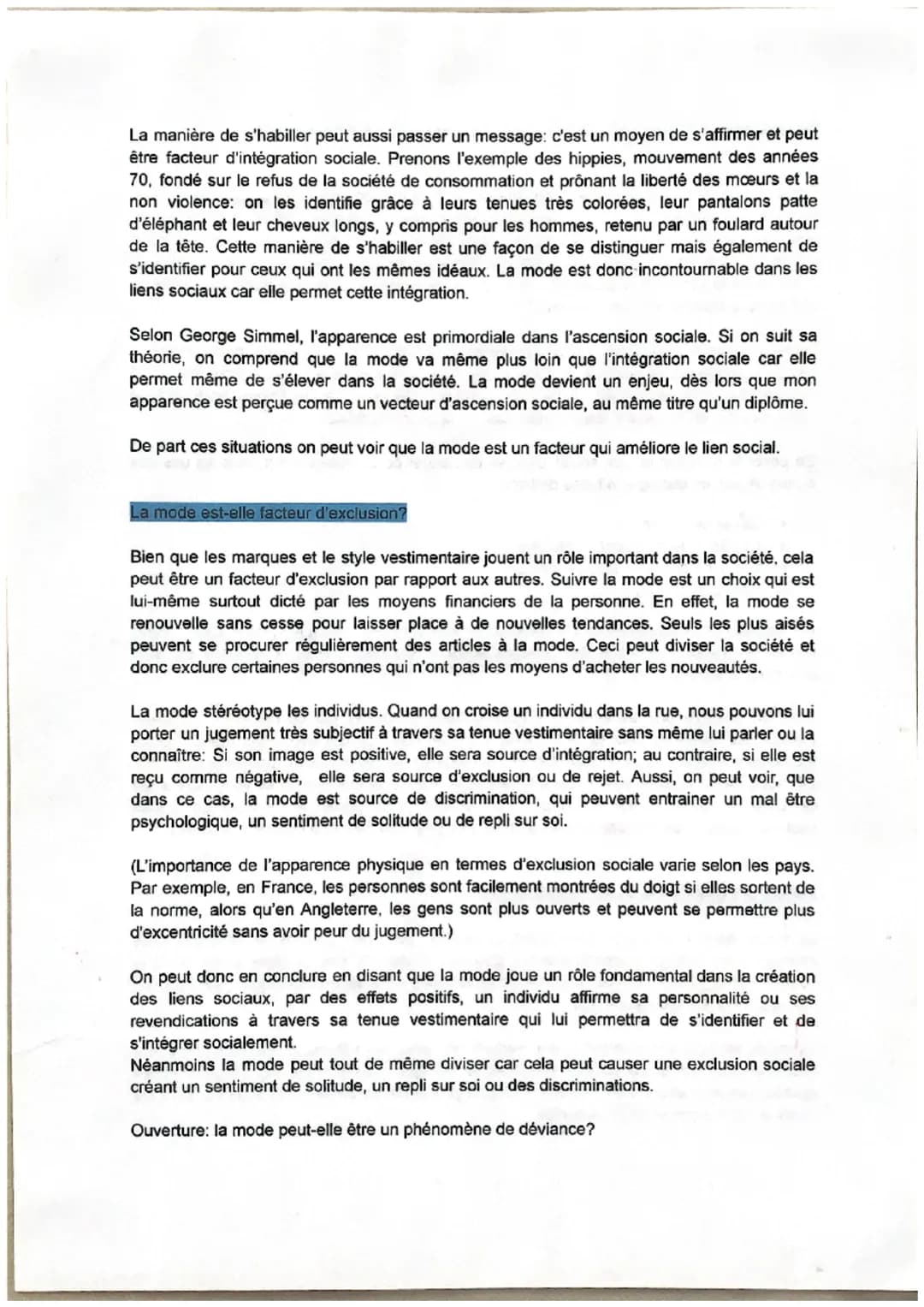 # En quoi la mode joue-t-elle un rôle dans la création des liens sociaux?
On suit la mode pour signaler son appartenance à un groupe social