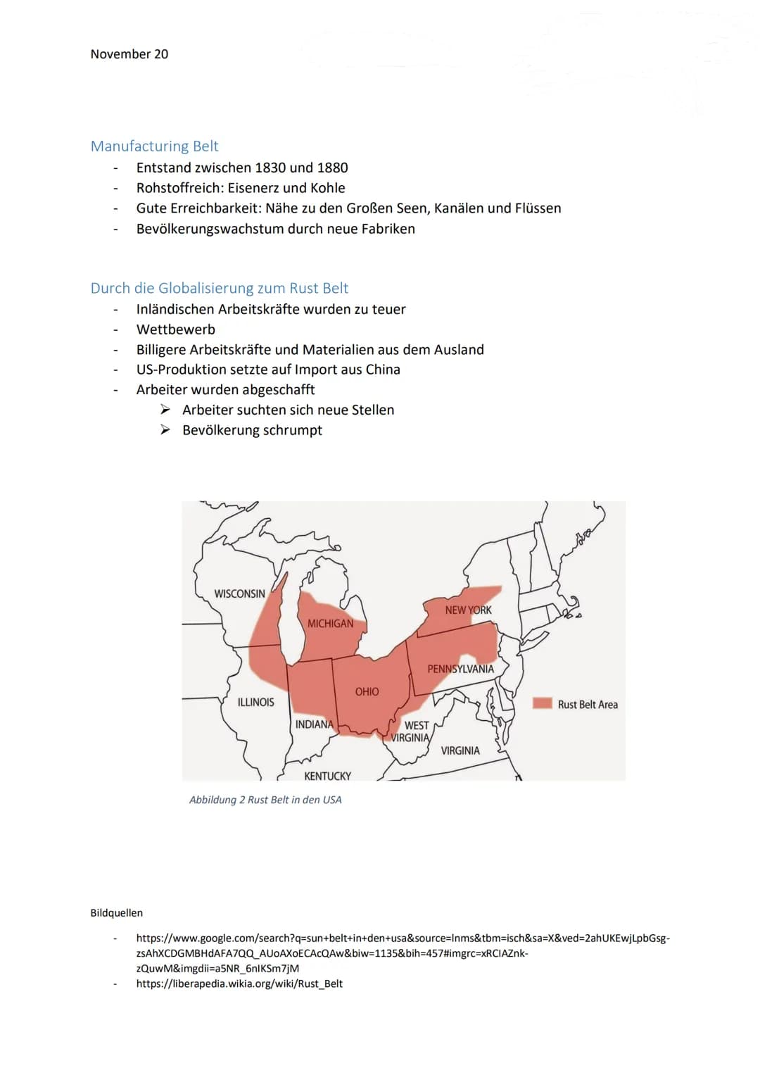 November 20
# Belt-Regionen mit dem Schwerpunkt auf den Rust Belt
Belt bedeutet ins Deutsche aus dem Amerikanischem übersetzt Gürtel und s