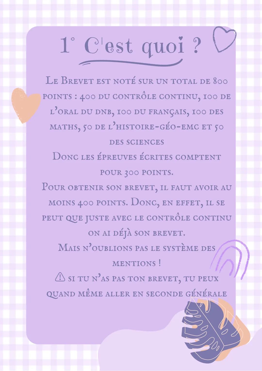 # Le
## Brevet
By: @mae_03 # 1° C'est quoi ?
LE BREVET AUSSI APPELÉ DNB (DIPLÔME
NATIONAL DU BREVET) EST UNE ÉPREUVE
QUE TOUS LES 3EME DE