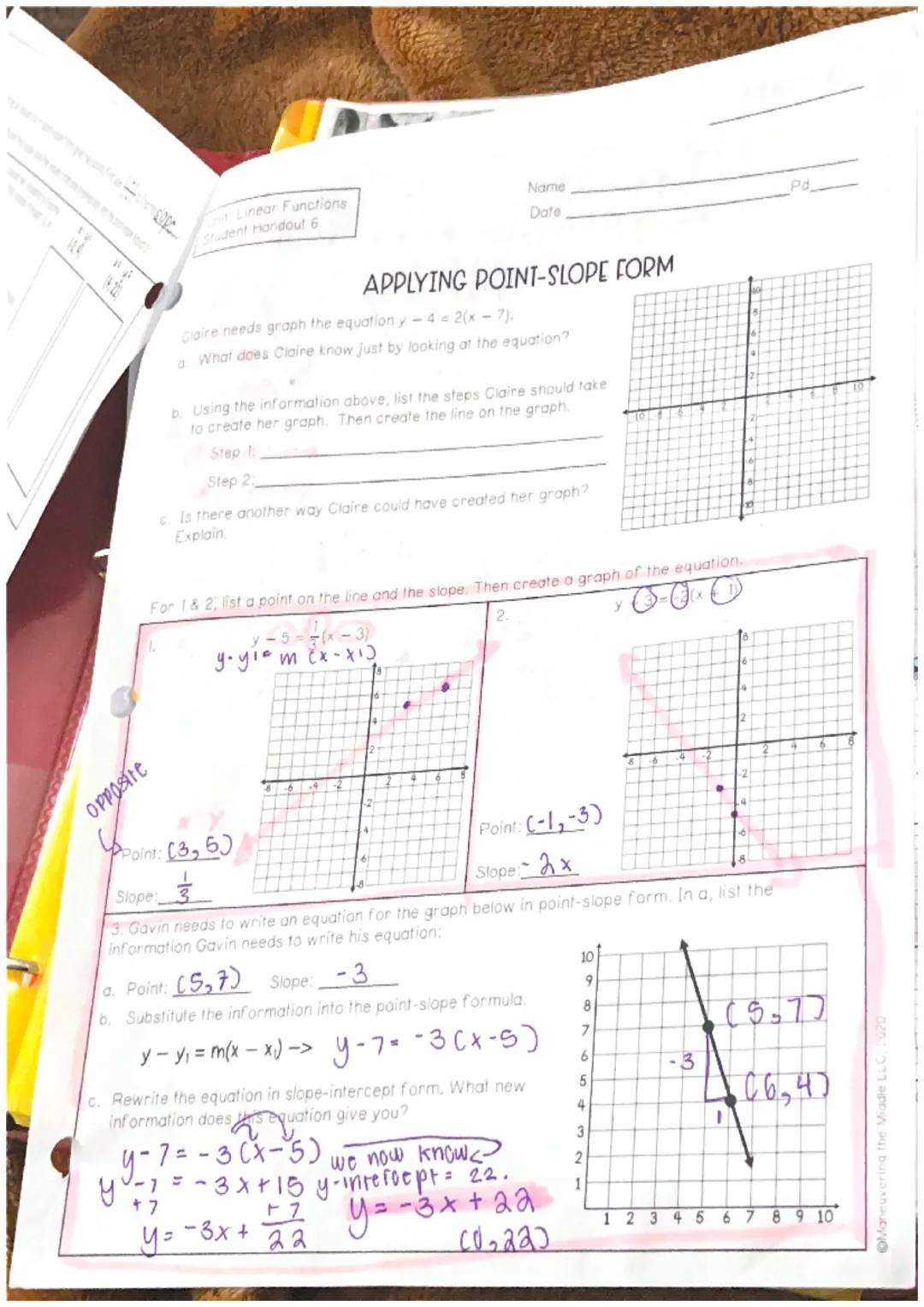 ~> straight lino
linear Function
Unit: Linear Functions
Student Handout 1
FCx7 = 2 + ①
Name
Date
SLOPE AND RATE OF CHANGE
(same thing)
Pd
Je