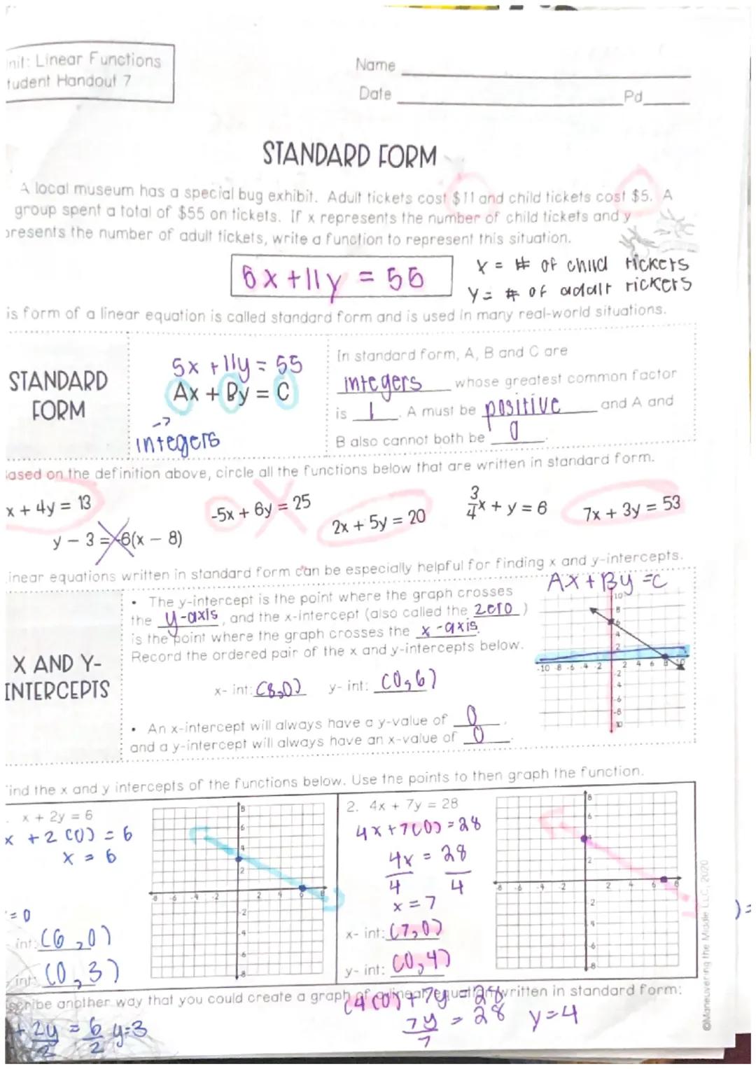 ~> straight lino
linear Function
Unit: Linear Functions
Student Handout 1
FCx7 = 2 + ①
Name
Date
SLOPE AND RATE OF CHANGE
(same thing)
Pd
Je