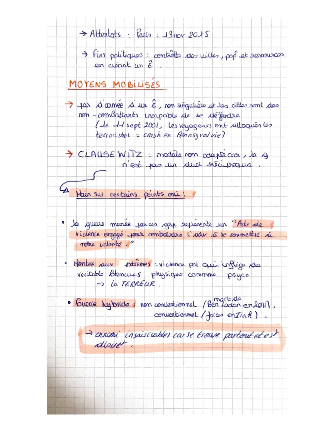 # LE TERRORISME
Guerres irrégulières implique des acteurs non - étatique
faisant usage de la vielance armée sur
des pop civiles ou cibles m