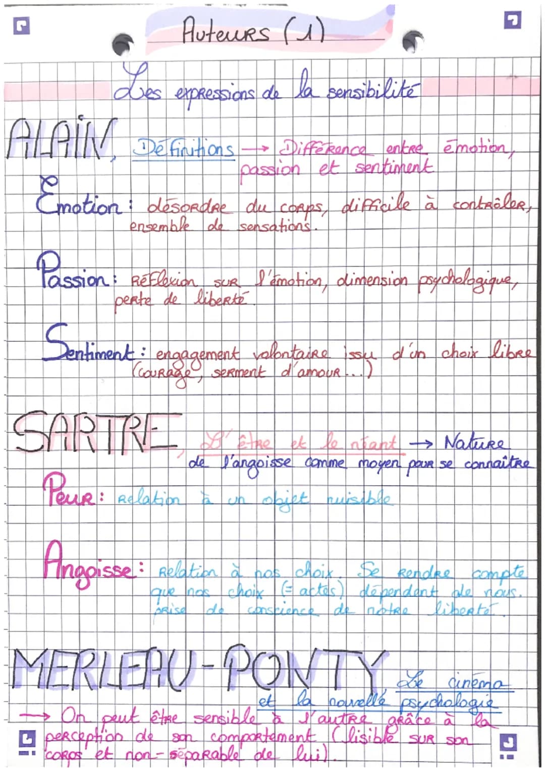 # Auteurs (1)
Les expressions de la sensibilité
ALAIN
Definitions → Différence entre emotion,
passion et sentiment
Emotion: désordre du