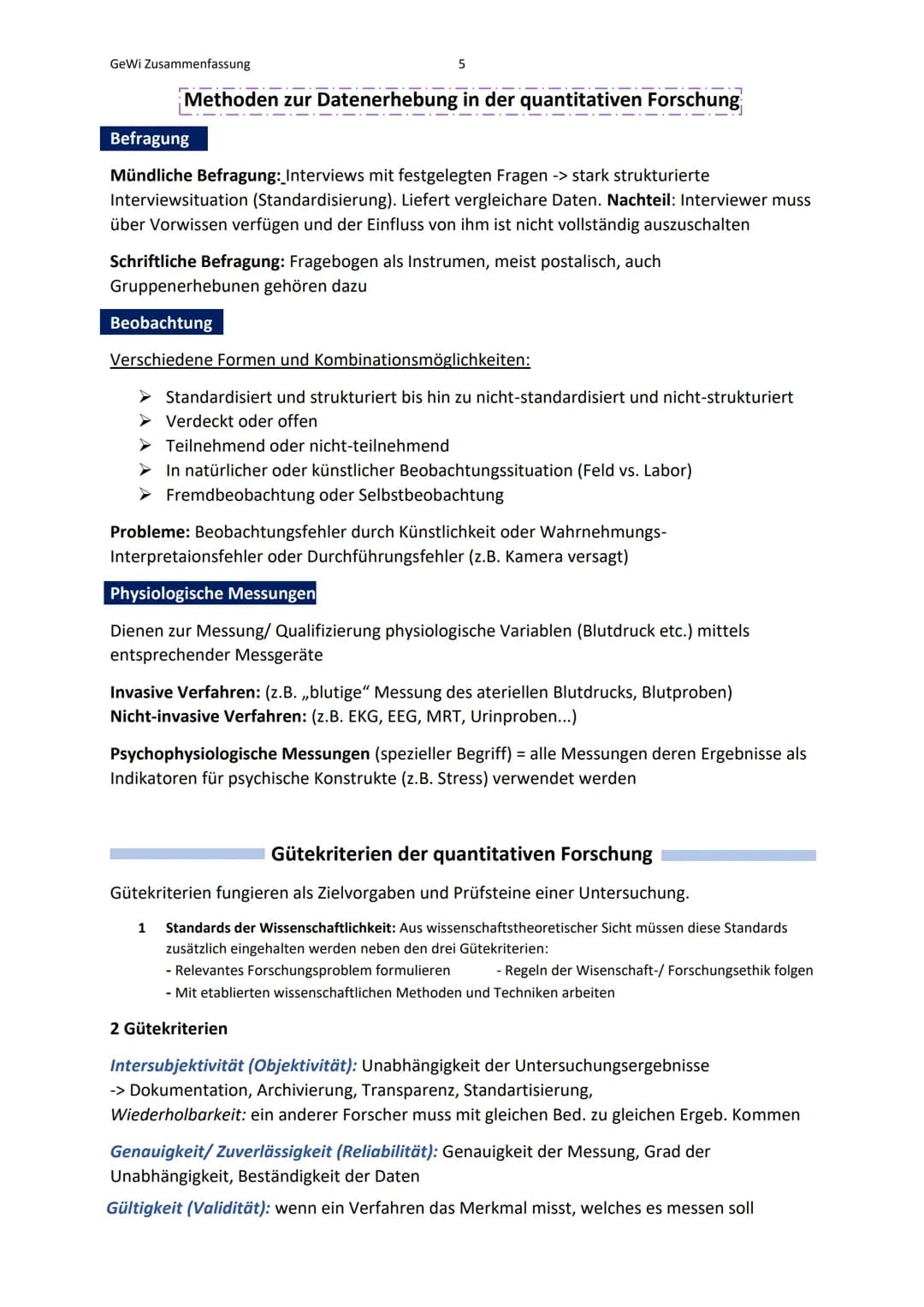 GeWi Zusammenfassung
1
Lernbereich 1: Wissenschaftlich arbeiten
Was ist Wissenschaft?
Wissenschaft (als Lehre)
Forschung (als Prozess)