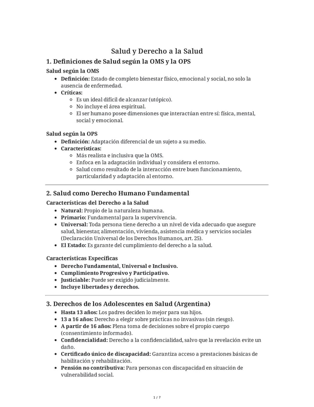 Salud y Derecho a la Salud
1. Definiciones de Salud según la OMS y la OPS
Salud según la OMS
• Definición: Estado de completo bienestar físi