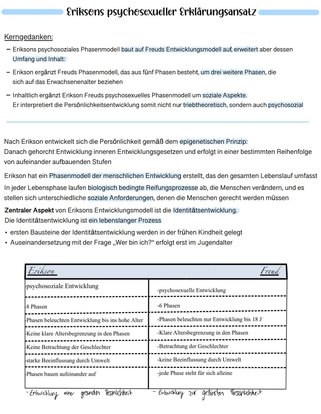 Themen:
1. Erziehung in der Familie
2. Freuds psychosexueller Erklärungsansatz
3. Eriksons psychosozialer Erklärungsansatz
4. Kognitive Ent