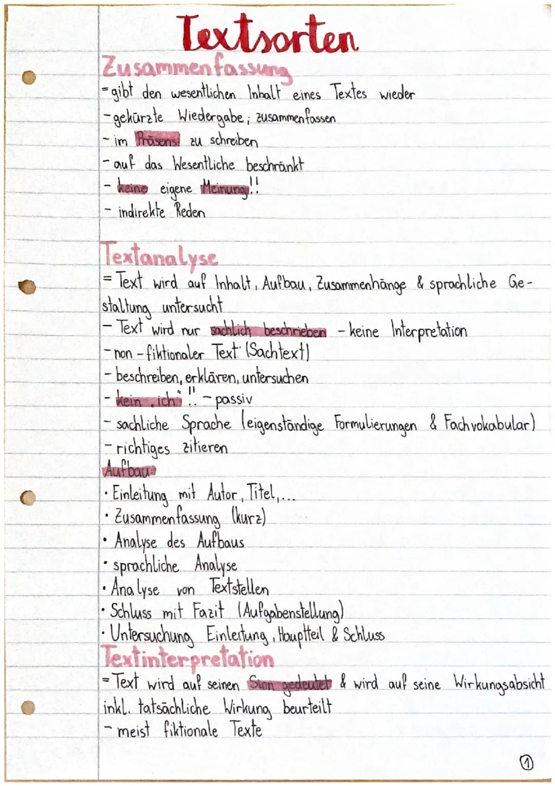 # Textsorten
Zusammenfassung
- gibt den wesentlichen Inhalt eines Textes wieder
-gekürzte Wiedergabe; zusammenfassen
-im Präsens zu schreib