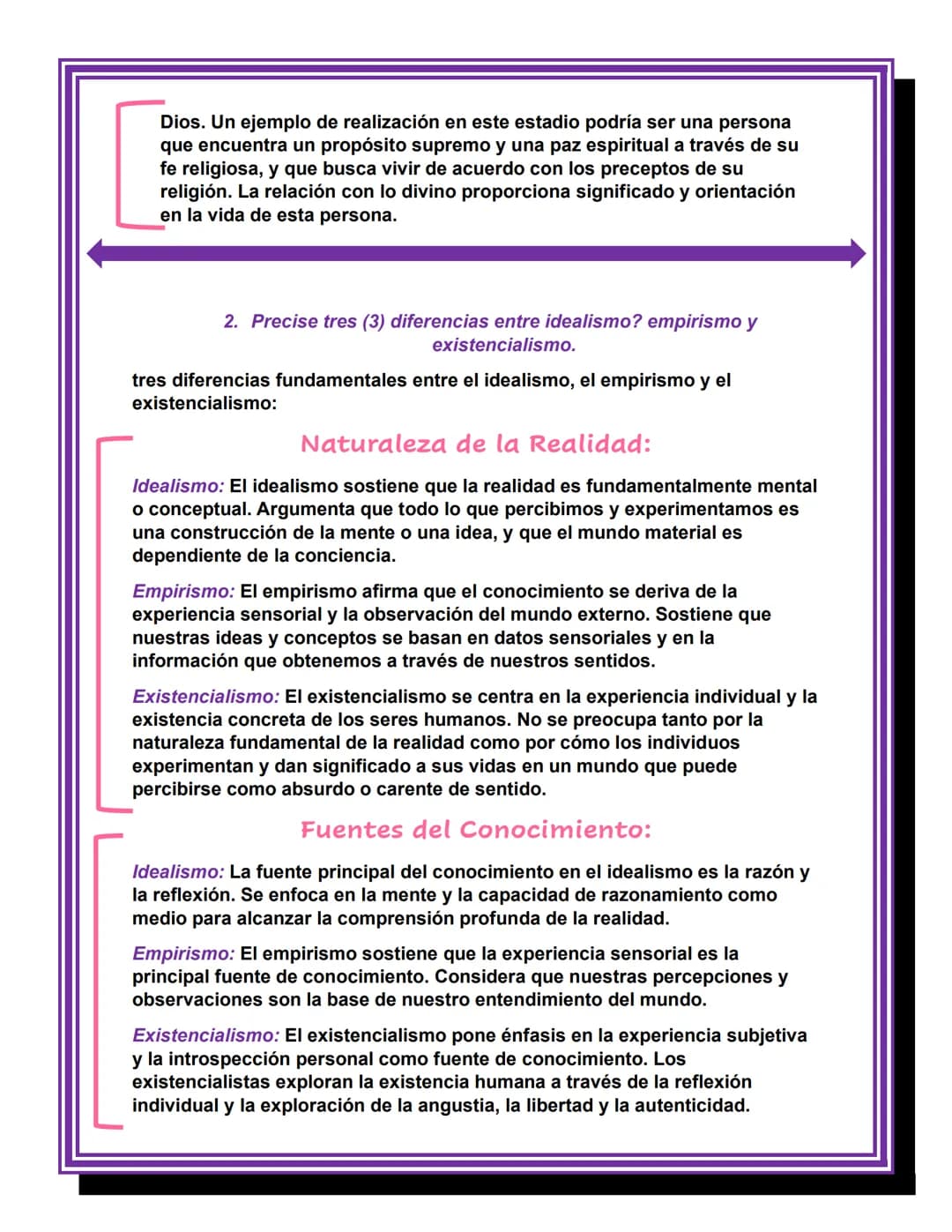 # 1. EXISTENCIALISMO (1)
Motivación ¿Pienso, luego existo?
# ACTIVIDADES
1. Según la teoría existencialista de Kierkegaard, describa una