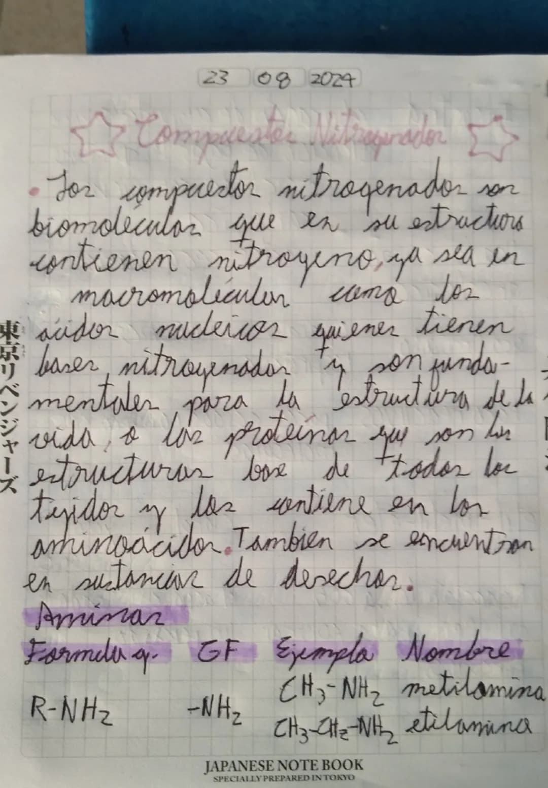 23 08 2024
Compyester Nitraprador
- Jor compuestor nitrogenador son
biomoléculos que en su estractiors
contienen nitrogeno, ya sea en
macr