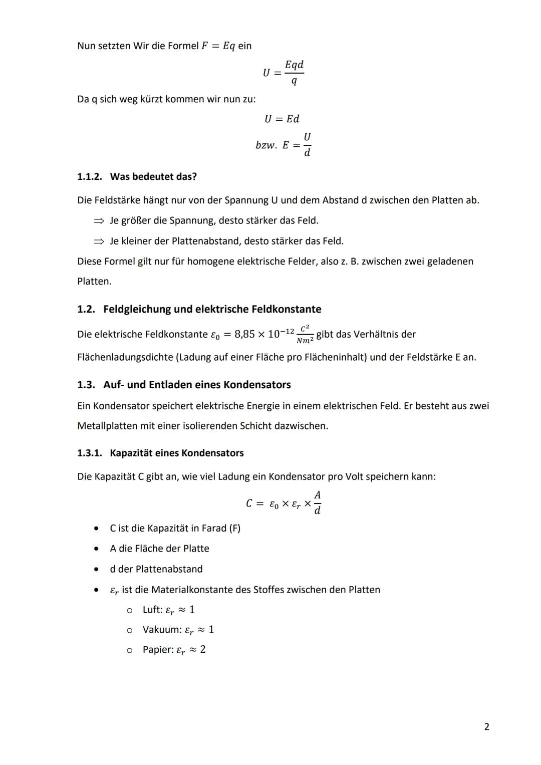 # Physik Grundkurs Lernzettel
Abitur 2025 # Inhaltsverzeichnis
1. Ladungen und elektrische Felder ........................................