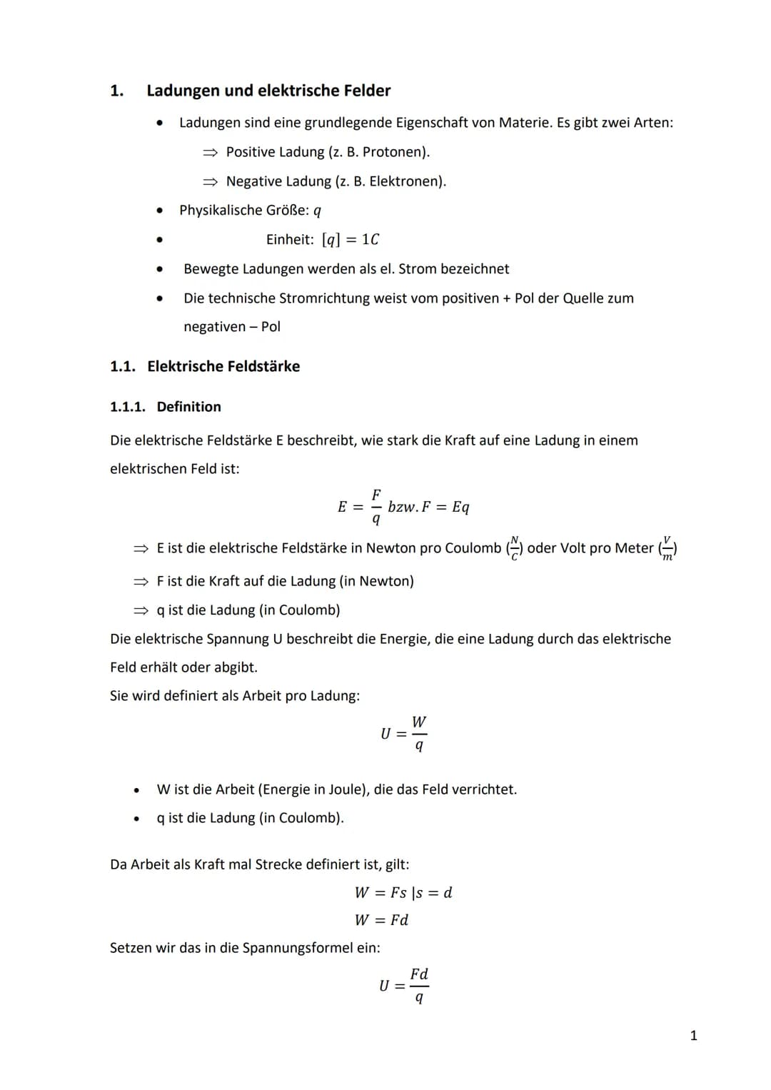 # Physik Grundkurs Lernzettel
Abitur 2025 # Inhaltsverzeichnis
1. Ladungen und elektrische Felder ........................................