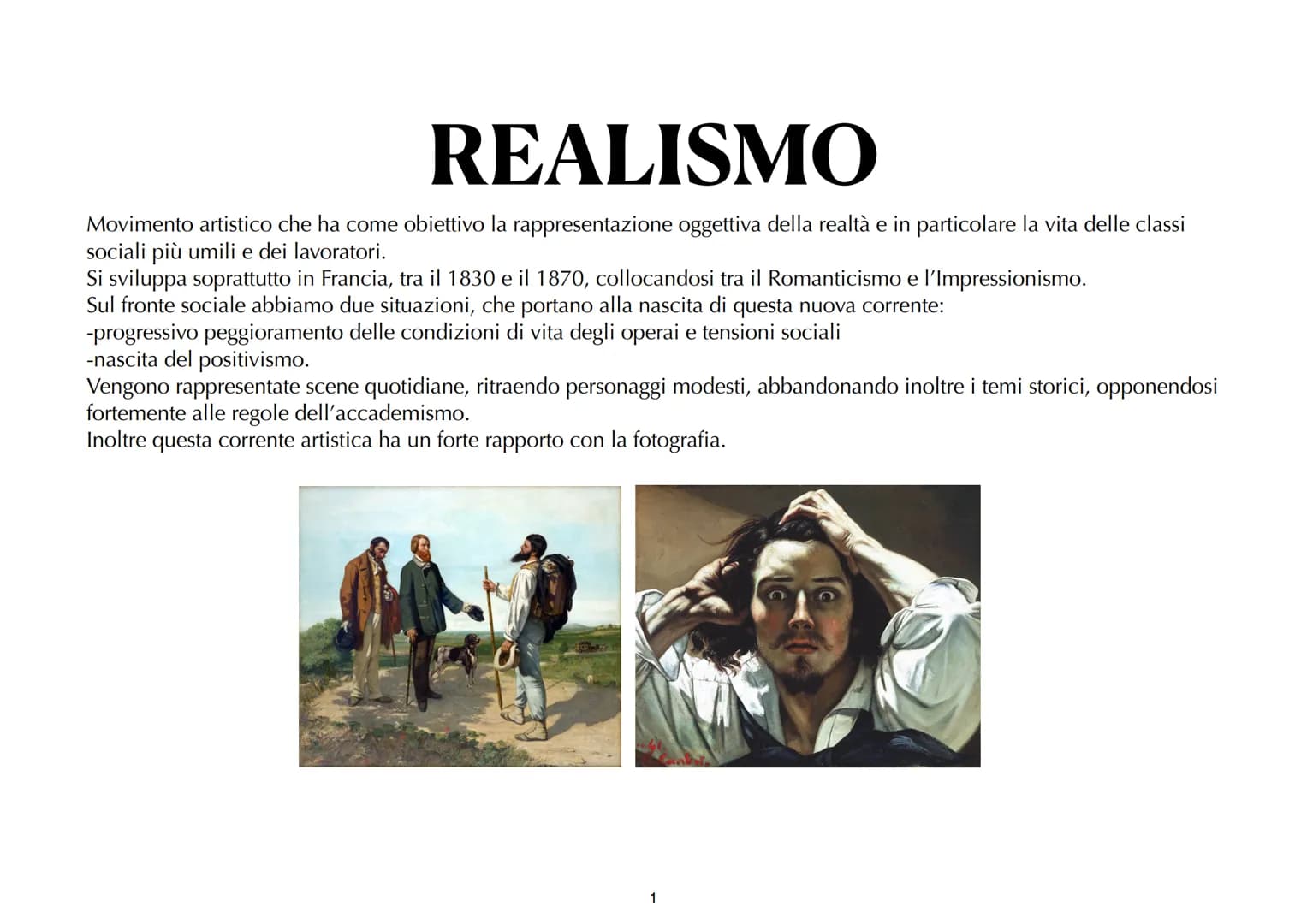 # REALISMO
Movimento artistico che ha come obiettivo la rappresentazione oggettiva della realtà e in particolare la vita delle classi
socia